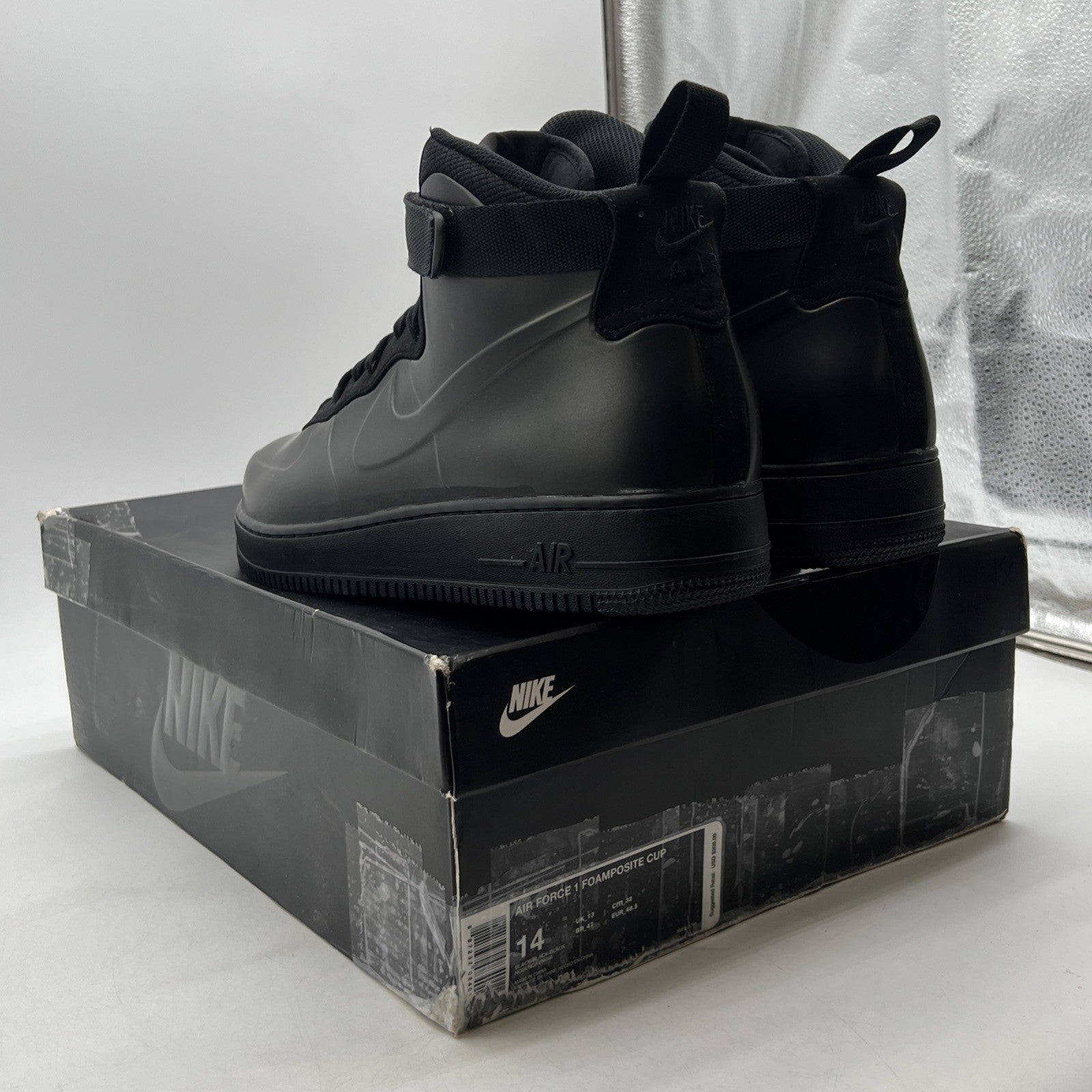 Size 14 - Nike Air Force 1 Foamposite Cup Triple Black (AH6771-001)