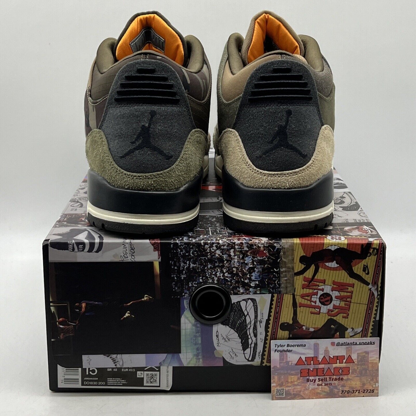 Size 15 - Jordan 3 Retro Patchwork 2021 Green Black Tan Suede (DO1830-200)