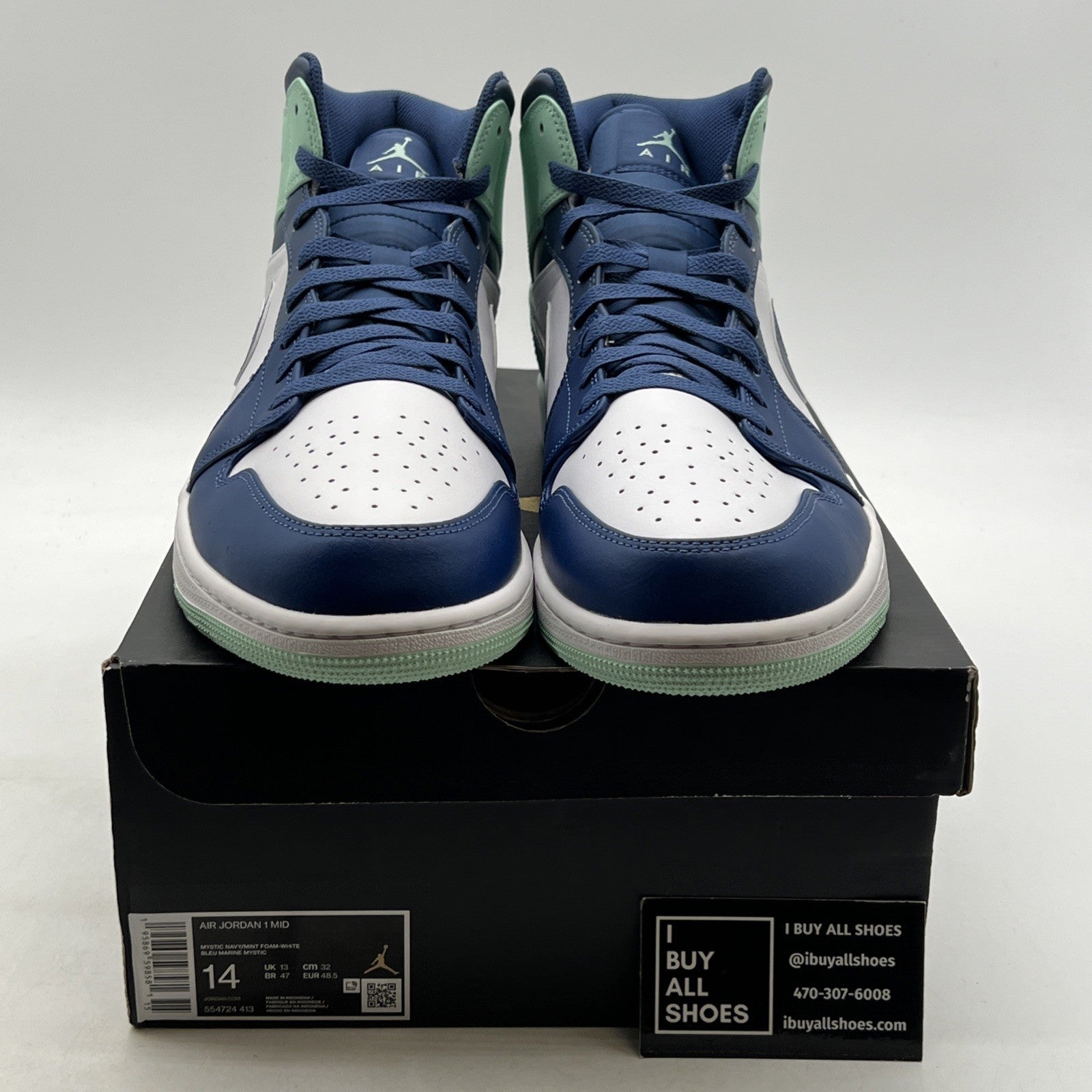 Size 14 - Air Jordan 1 Mid Blue Mint 2022 (554724-413)