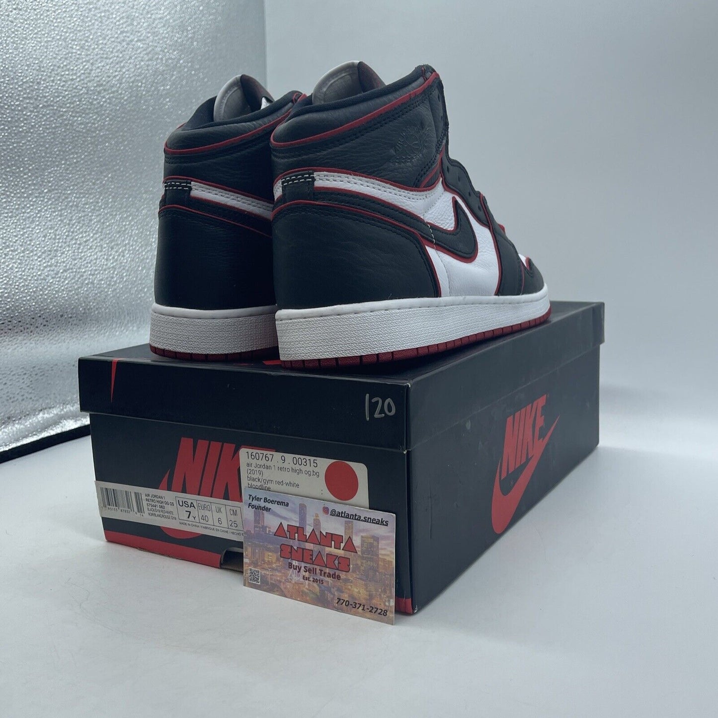 Size 7 - Jordan 1 Retro High OG Gym Red 2019 Black White Leather (575441-062)