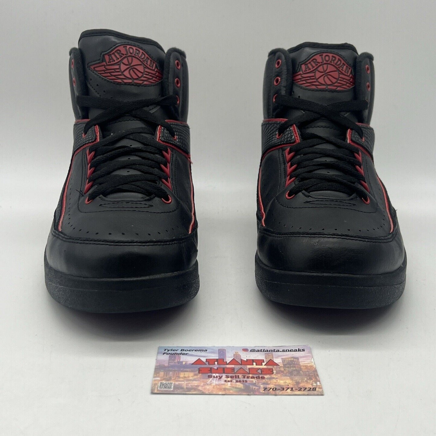 Size 11.5 - Air Jordan 2 Retro Alternate 87 Black Red Leather Used