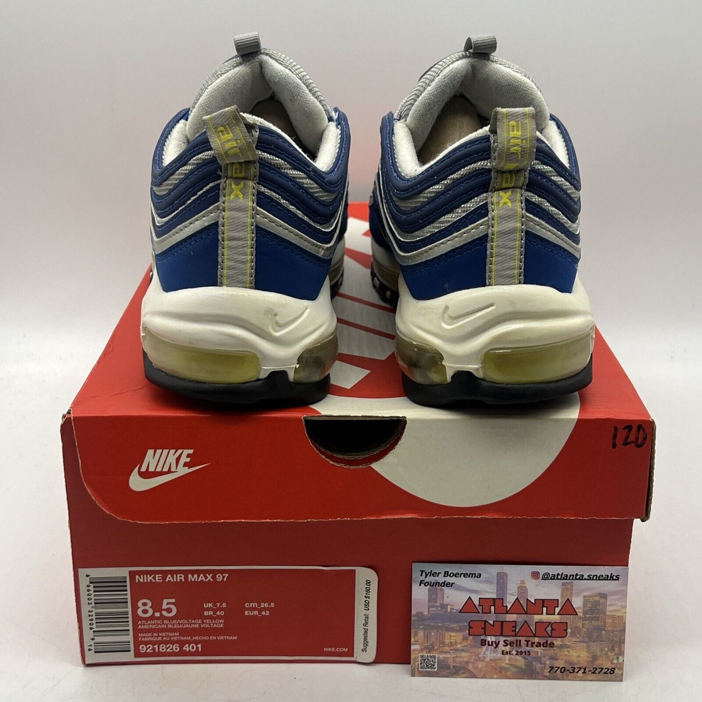 Size 8.5 - Nike Air Max 97 Atlantic Blue Grey Black (921826-401)