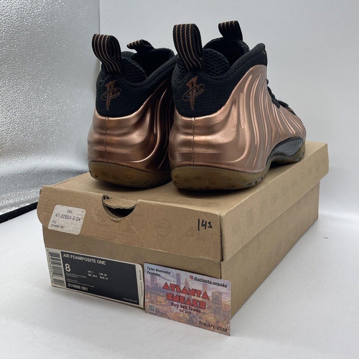 Size 8 - Nike Air Foamposite One Dirty Copper Leather Black Suede (314996-081)