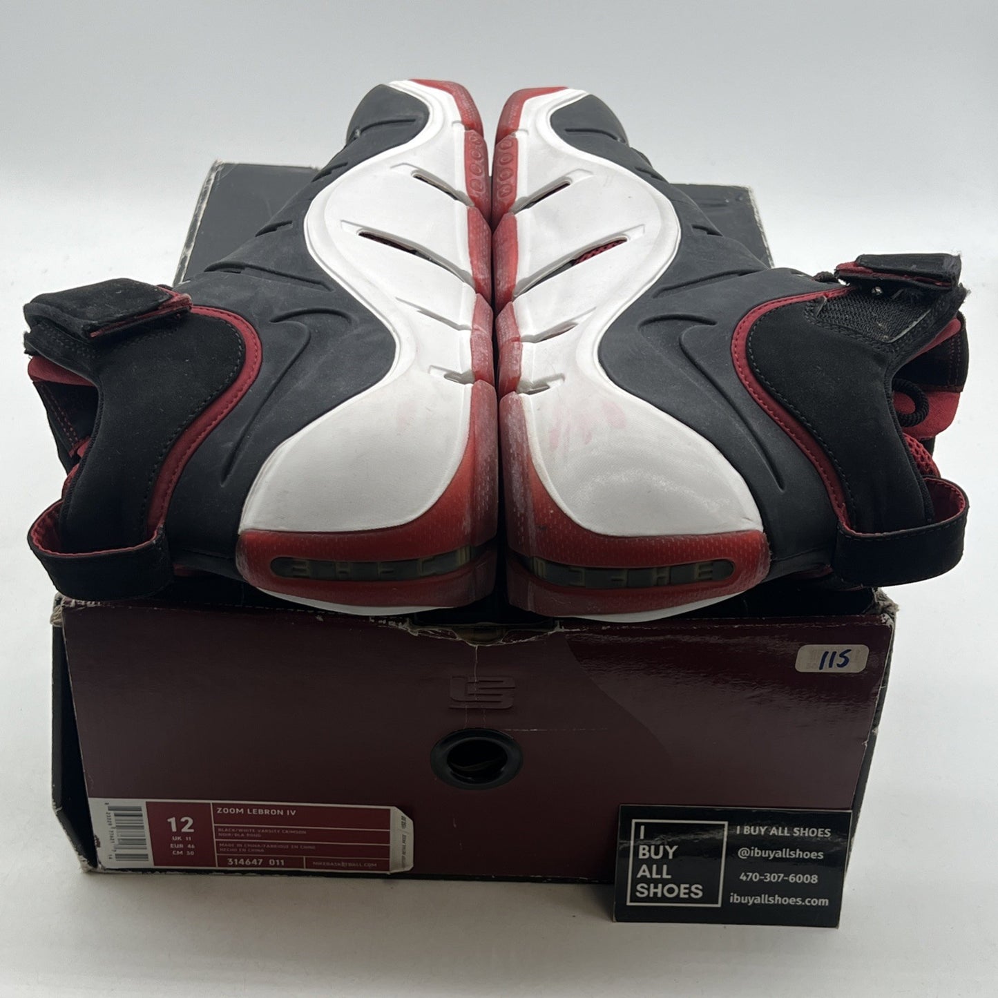 Size 12 - Nike Zoom LeBron 4 Black White Red (314647-011)