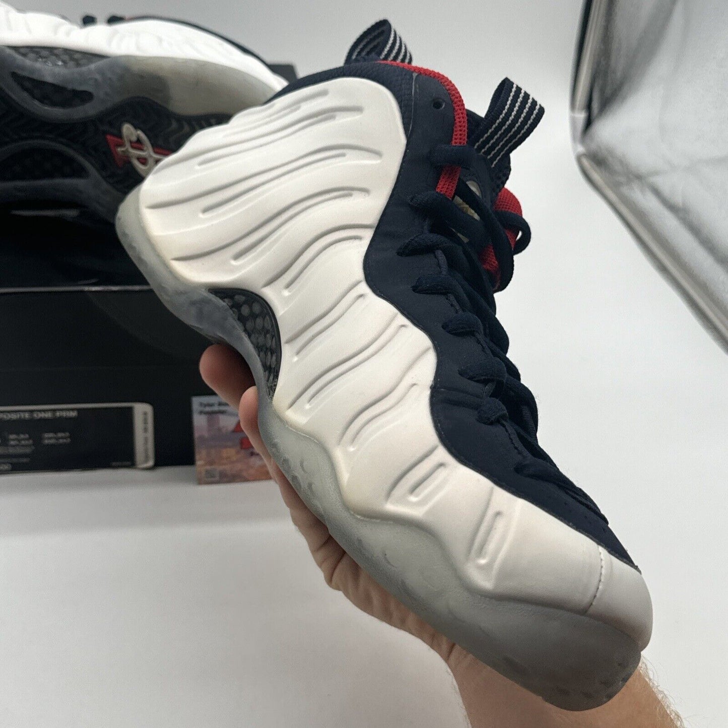 Size 10.5 - Nike Air Foamposite One Premium Olympic 2016 Icy Pearly Blue Navy