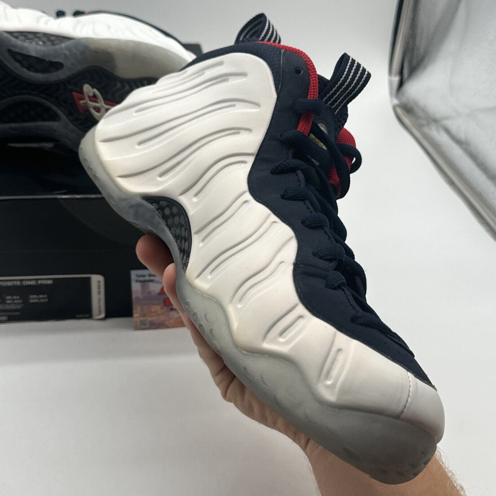 Size 10.5 - Nike Air Foamposite One Premium Olympic 2016 Icy Pearly Blue Navy