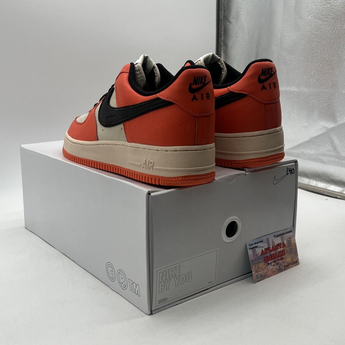 Size 11.5 - NIKE AIR FORCE 1 LOW ID NIKE BY YOU ORANGE Black Tan (DJ7015-991)