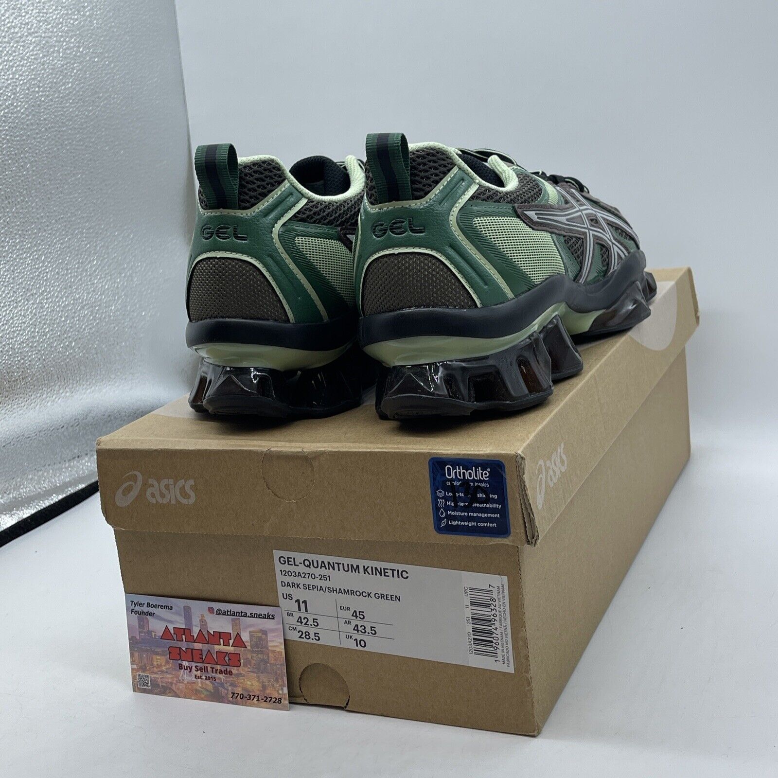 Size 11 - ASICS Gel Quantum Kinetic Dark Sepia Shamrock Suede (1203A270-251)