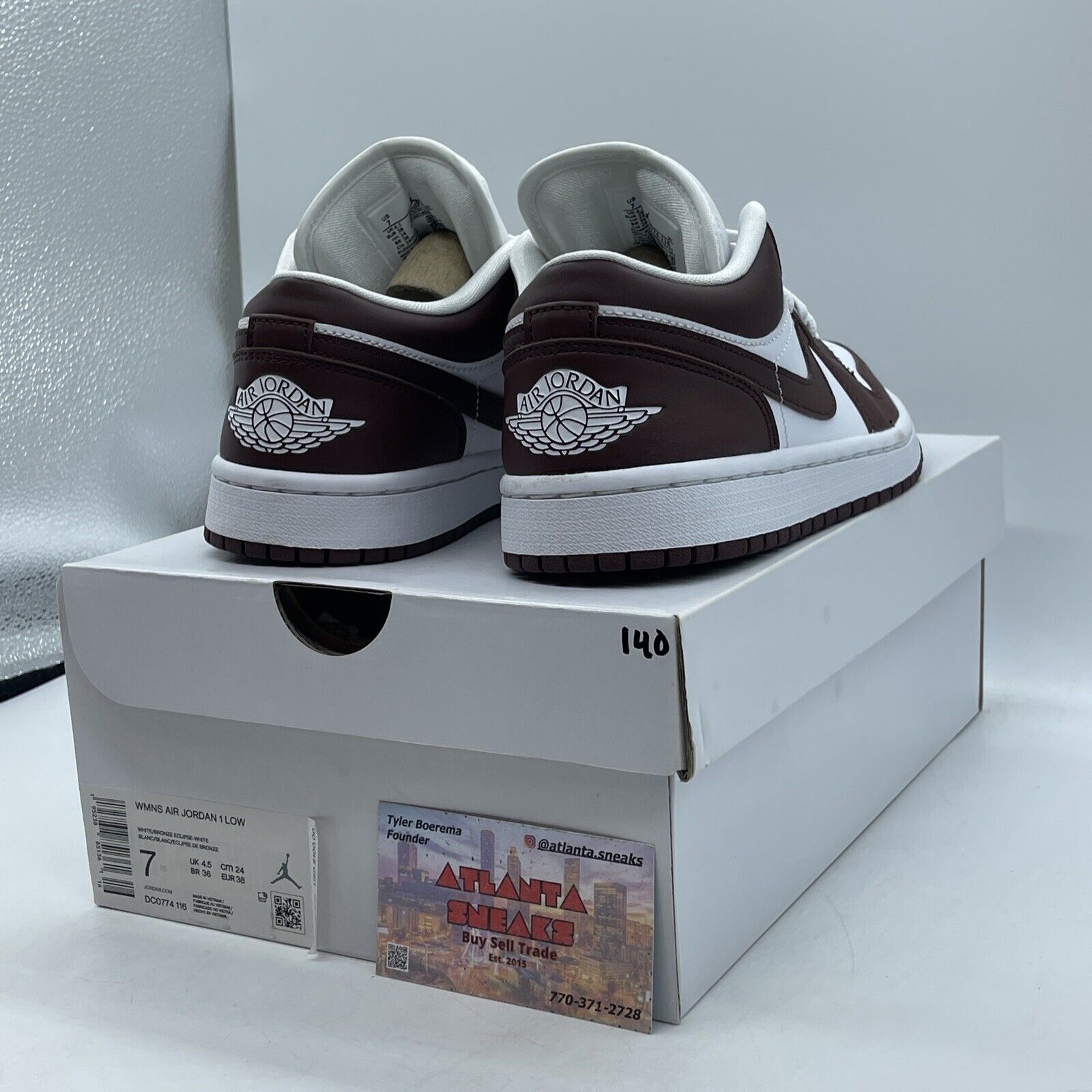 Size 7W - Wmns Air Jordan 1 Low Bronze Eclipse White Brown Leather (DC0774-116)