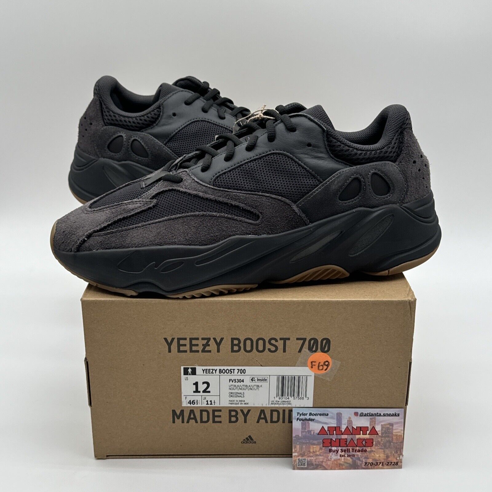 Size 12 - adidas Yeezy Boost 700 V1 Utility Black Gum Sole Grey Comfy Boost ye