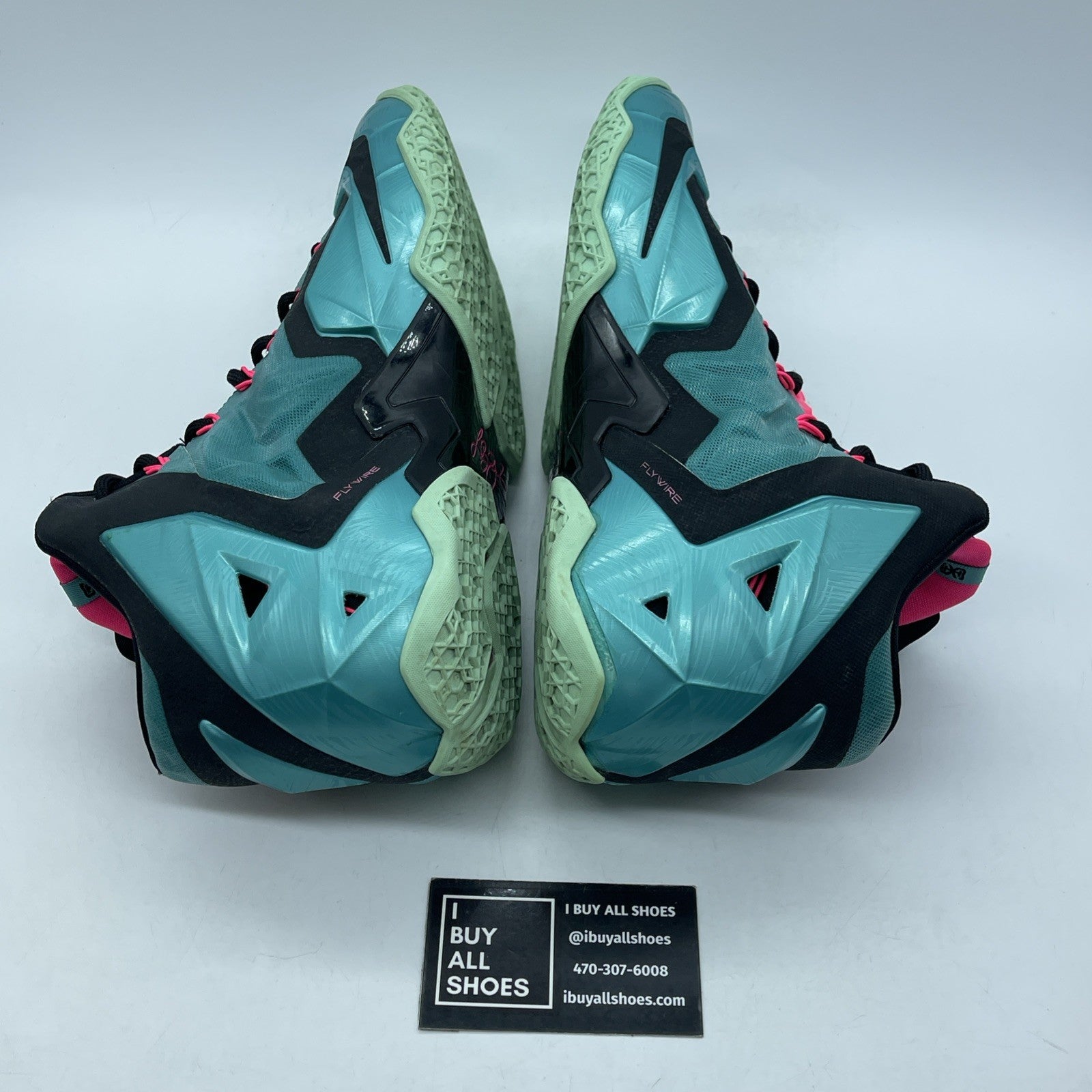 Size 10.5 - Nike LeBron 11 South Beach Blue Black Leather (616175-330)