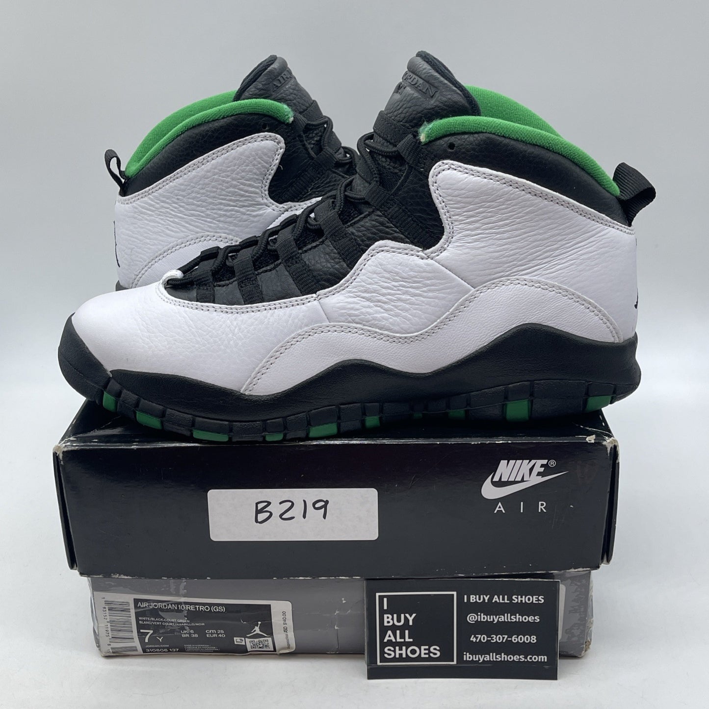 Size 7Y - Air Jordan 10 Retro 2019 Seattle White Black Leather (310806-137)
