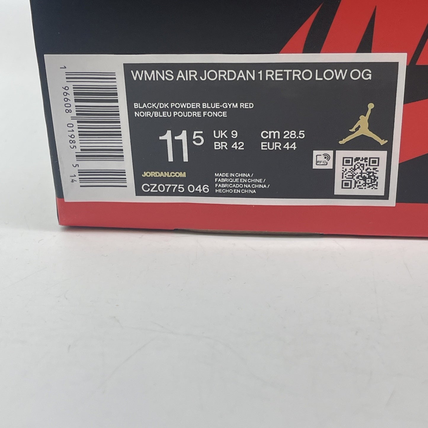 Size 11.5W - Air Jordan 1 Retro OG Low NC to Chi Black Red Blue (CZ0775-046)