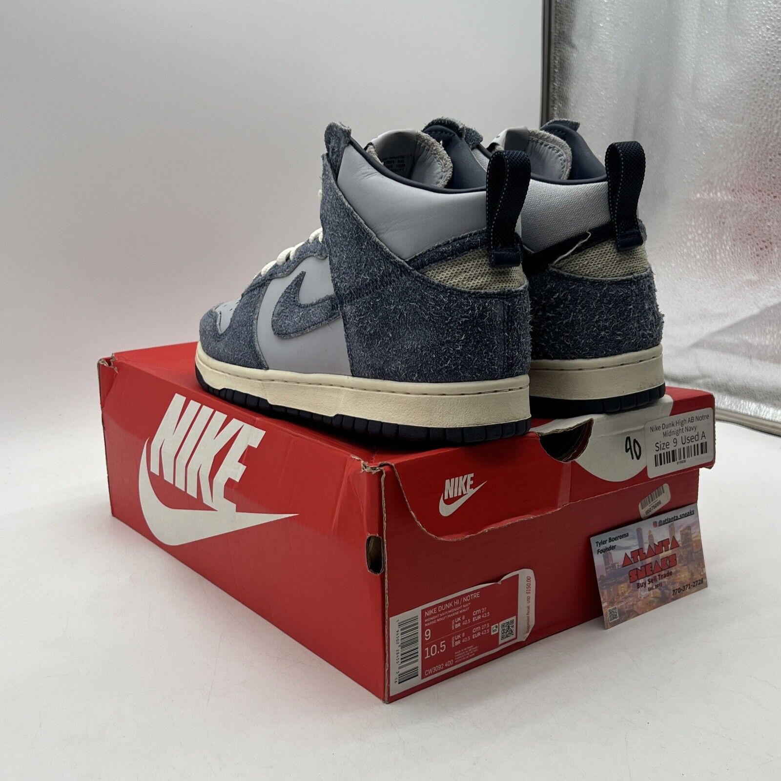 Size 9 - Nike Notre x Dunk High Midnight Navy White Suede (CW3092-400)