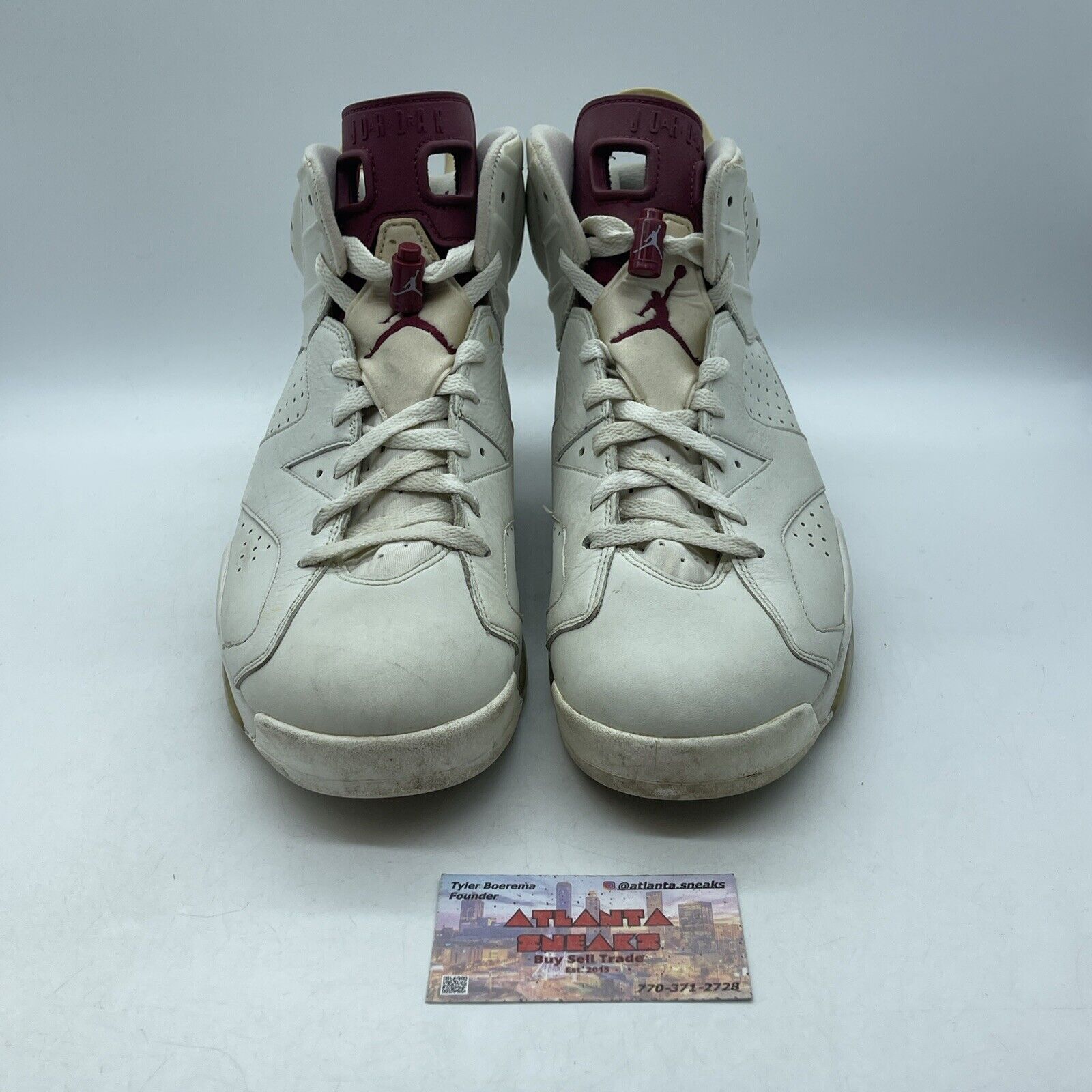 Size 12 - Air Jordan 6 Retro 2015 Maroon White Leather Suede (384664-116)