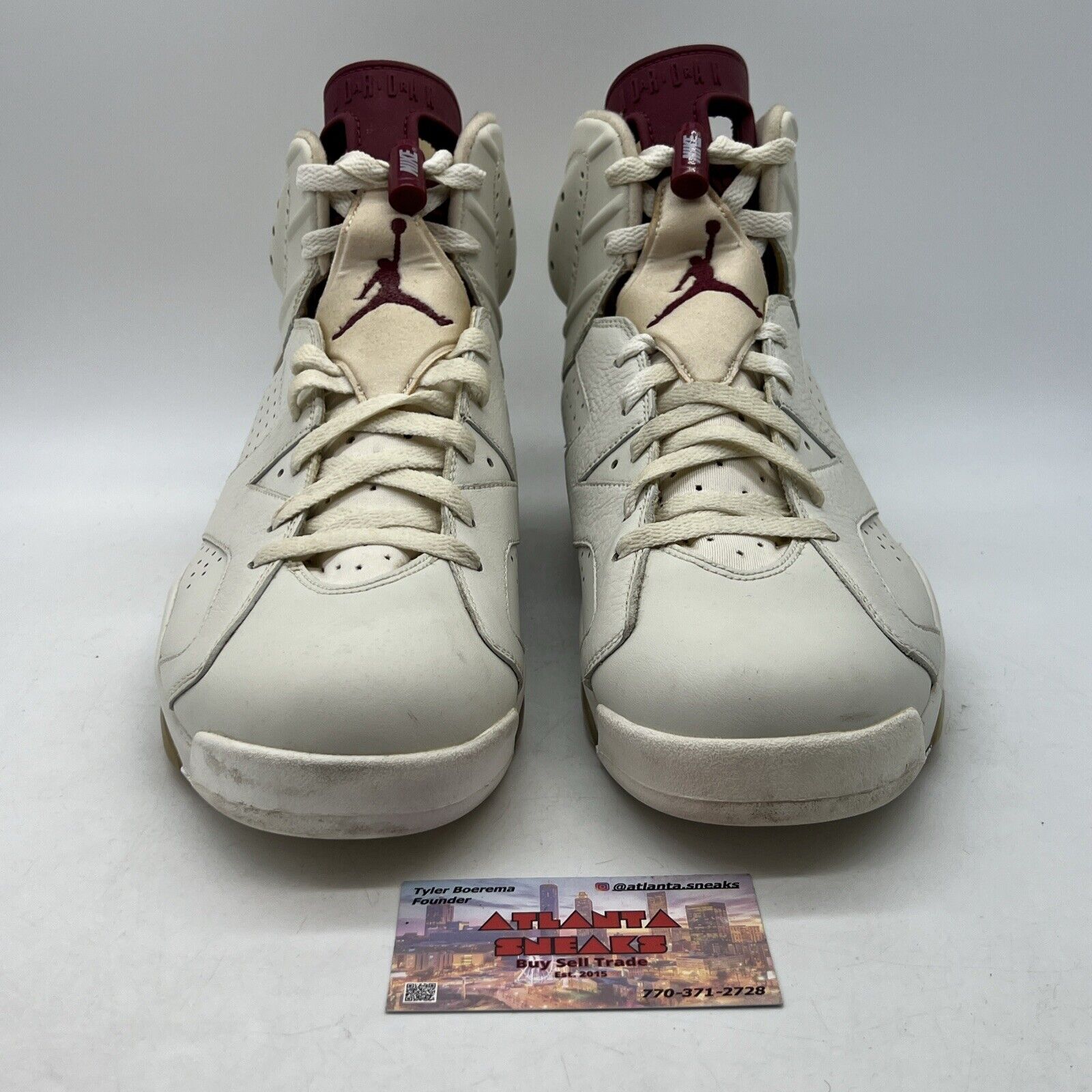 Size 12 - Air Jordan 6 Retro 2015 Maroon White Leather (384664-116)