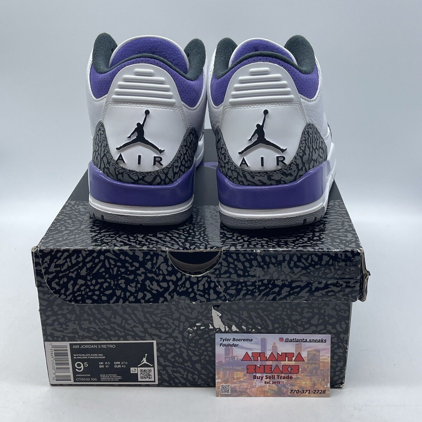 Size 9.5 - Jordan 3 Retro Mid Dark Iris Purple White Leather (CT8532-105)