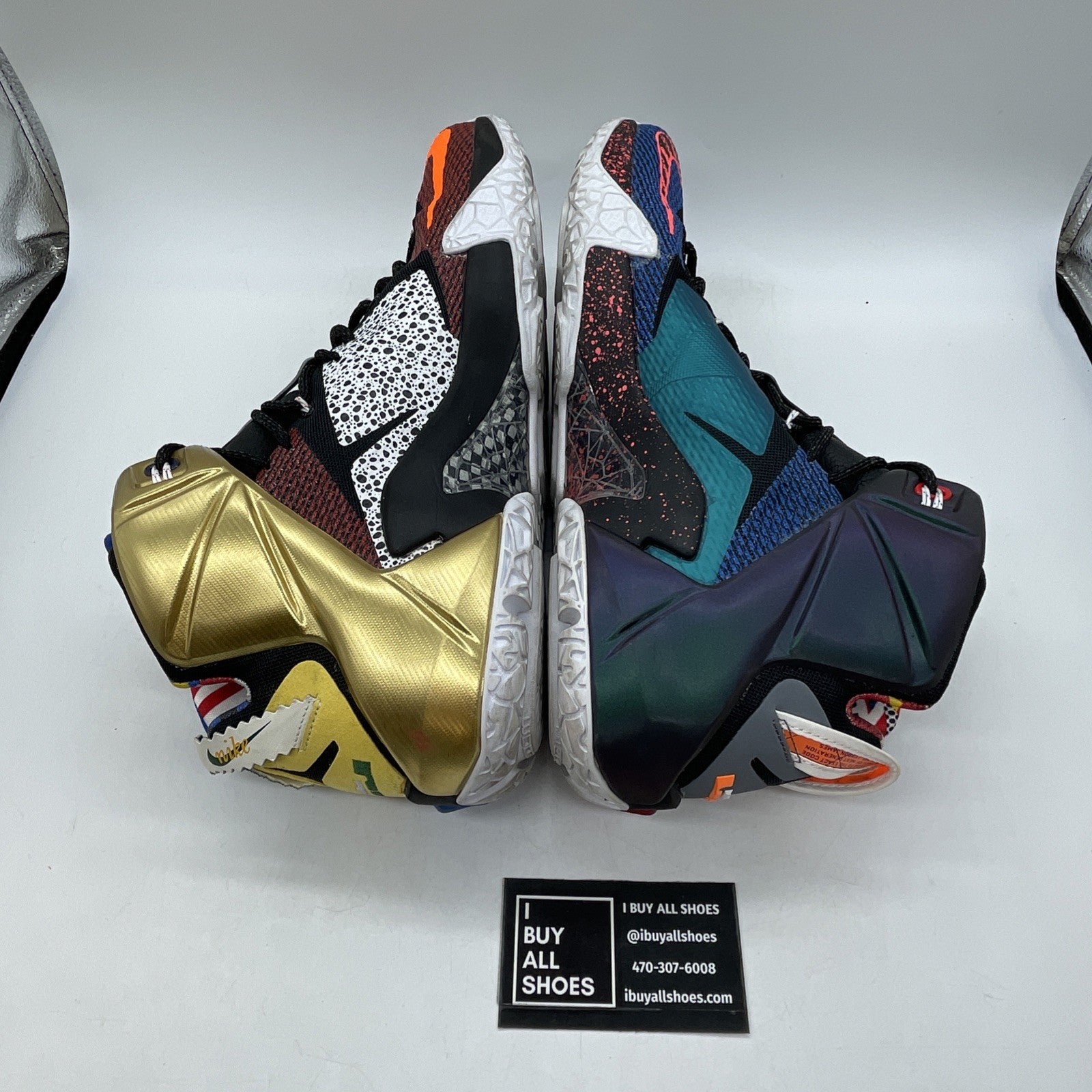 Size 14 - Nike LeBron 12 SE What The Black Gold Suede Leather (802193-909)