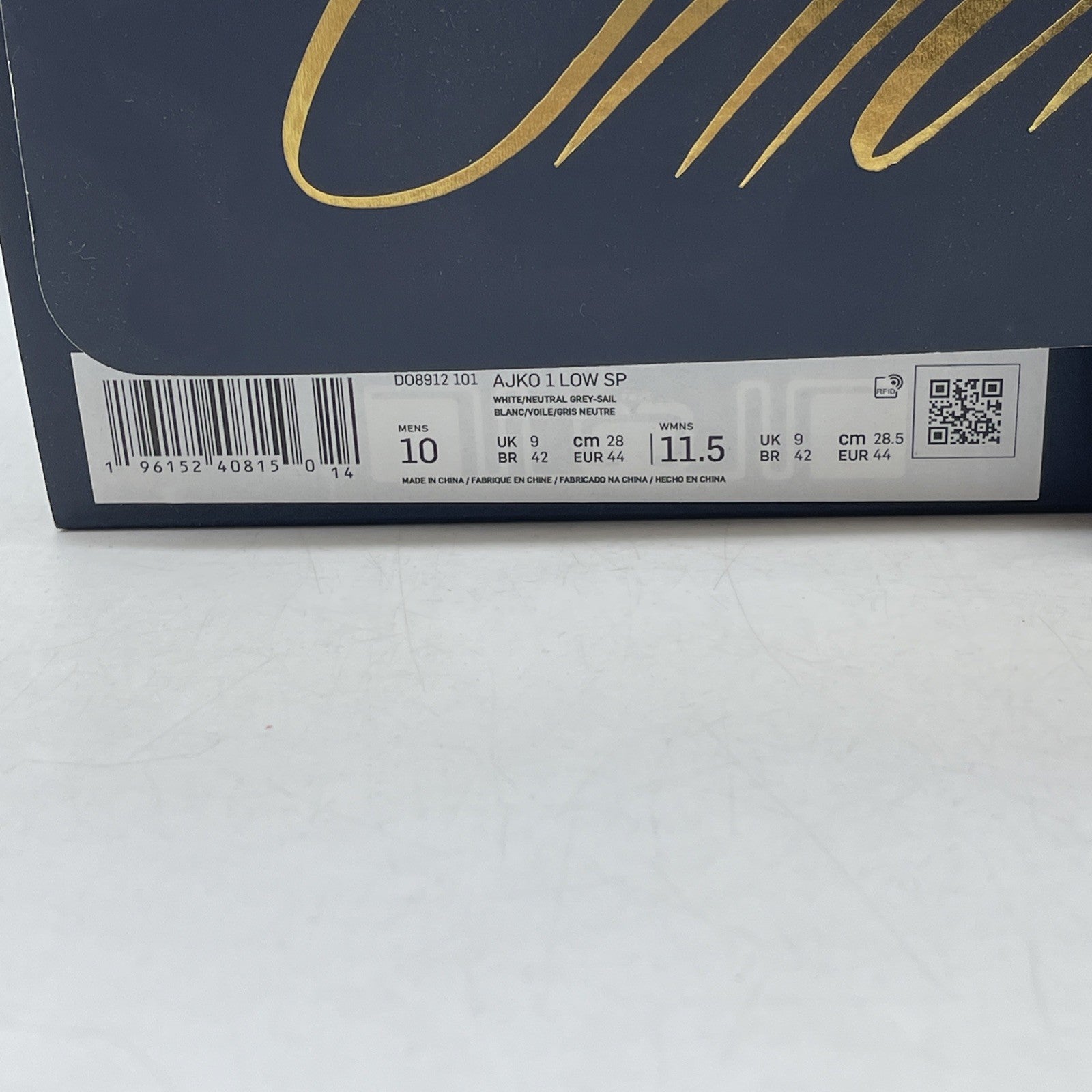 Size 10 - Air Jordan 1 KO x Union LA Low White Neutral Grey (DO8912-101)