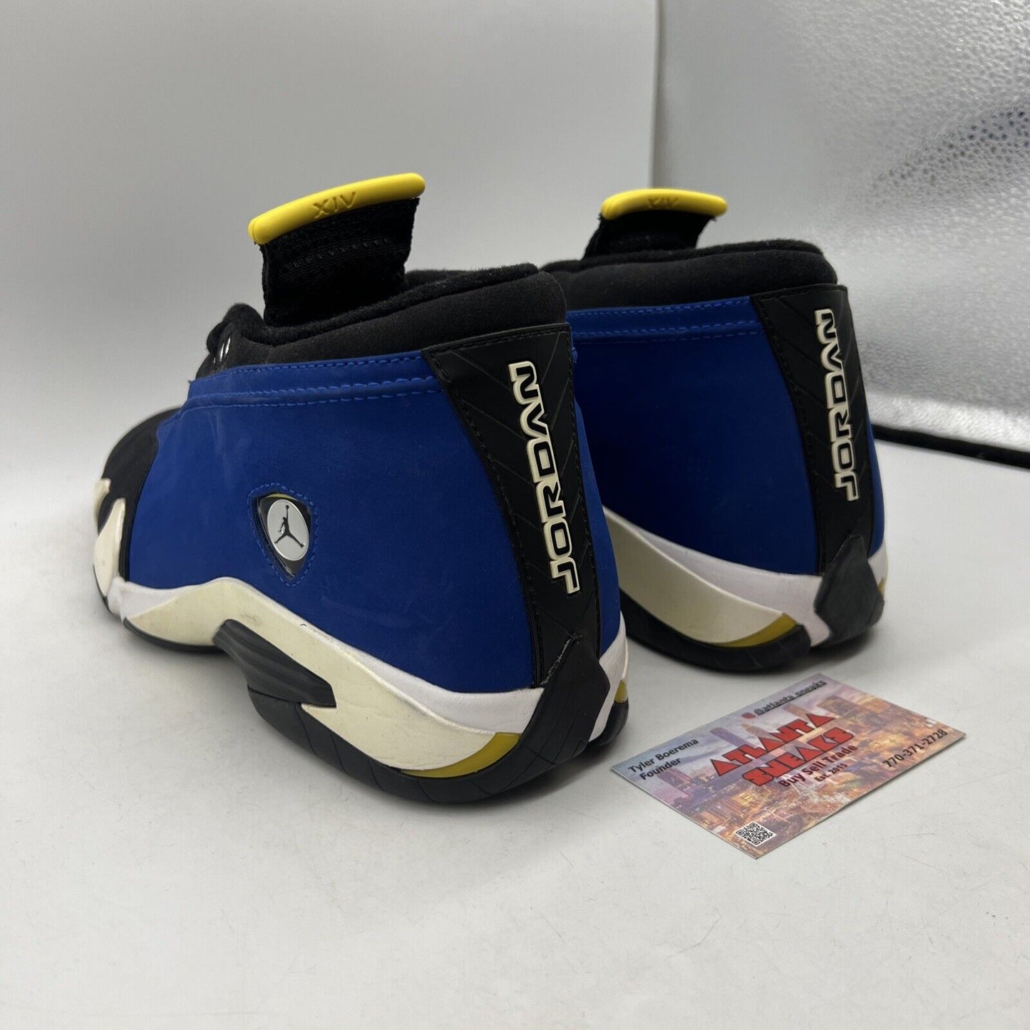 Size 11 - Air Jordan 14 Retro 2015 Low Laney Blue White Black Suede (807511-405)