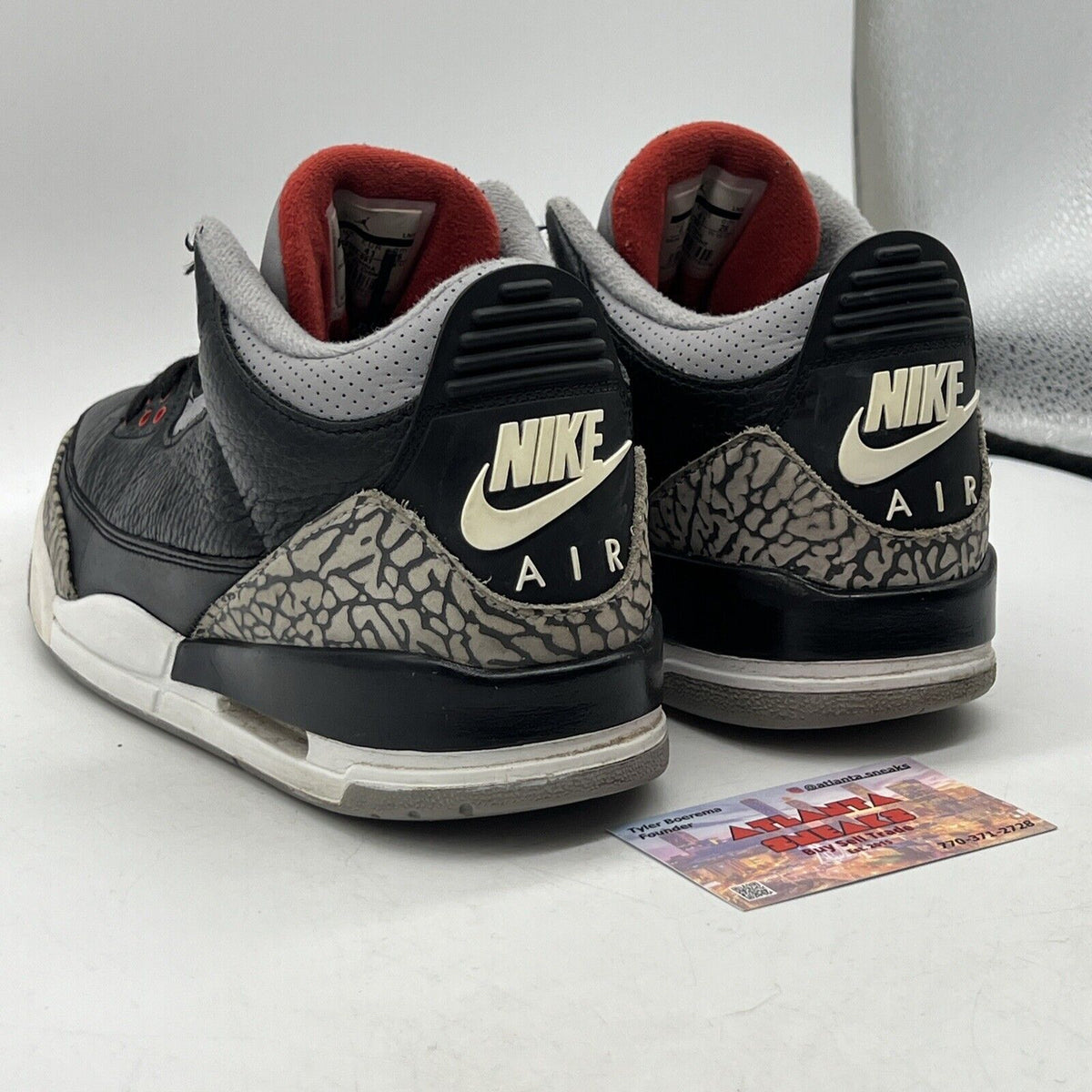 Size 8 - Jordan 3 Retro OG Mid Black Cement Red Leather (854262-001)