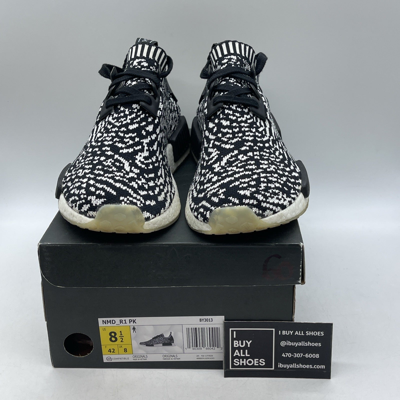 Size 8.5 - Adidas NMD_R1 Primeknit Zebra (BY3013)