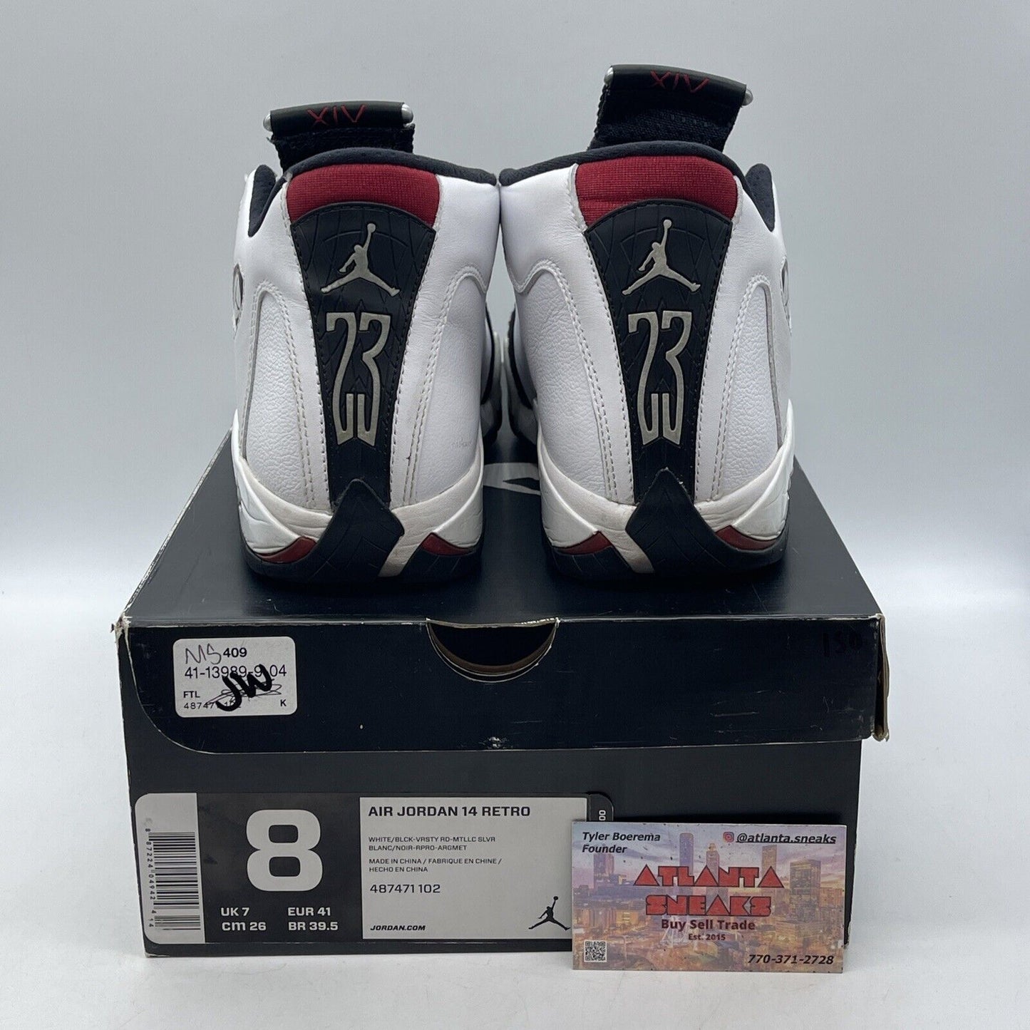 Size 8 - Air Jordan 14 Retro 2014 Black Toe White Leather Suede (487471-102)