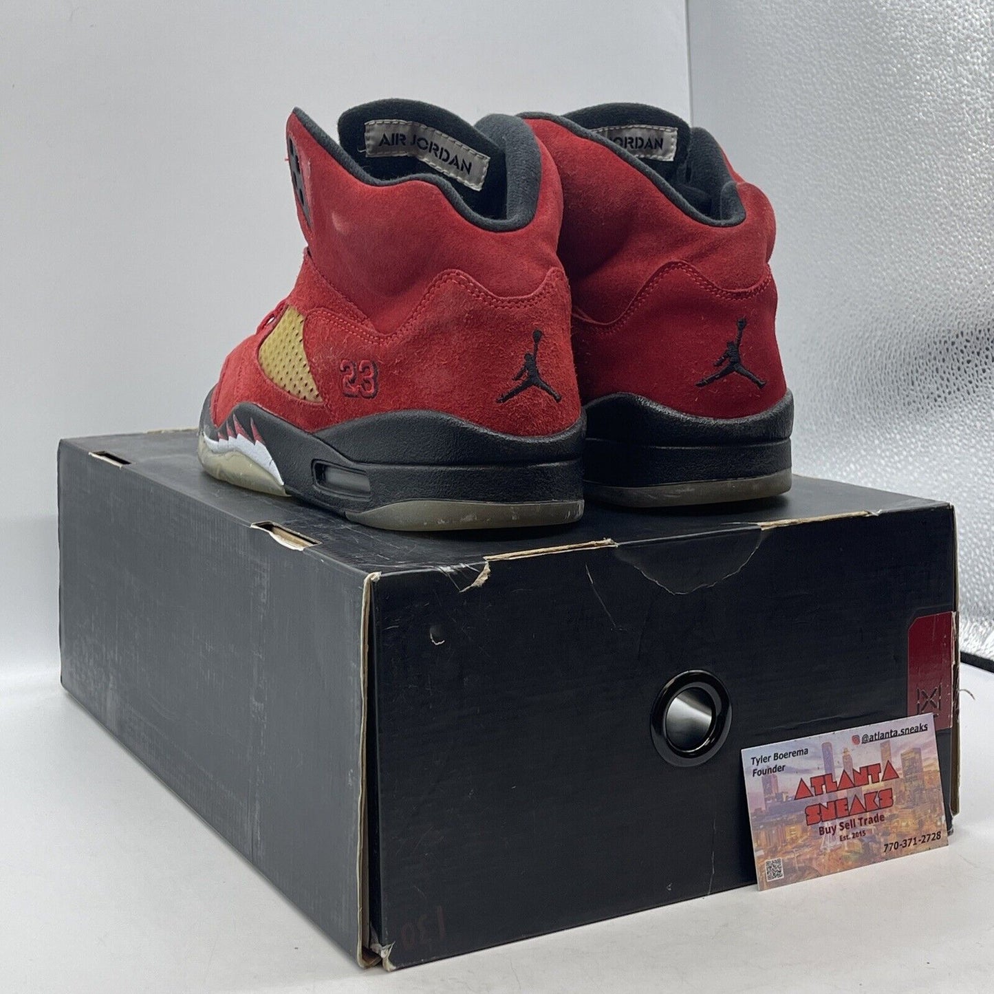 Size 8 - Air Jordan 5 Retro Raging Bull Red Suede Black Silver (136027-601)