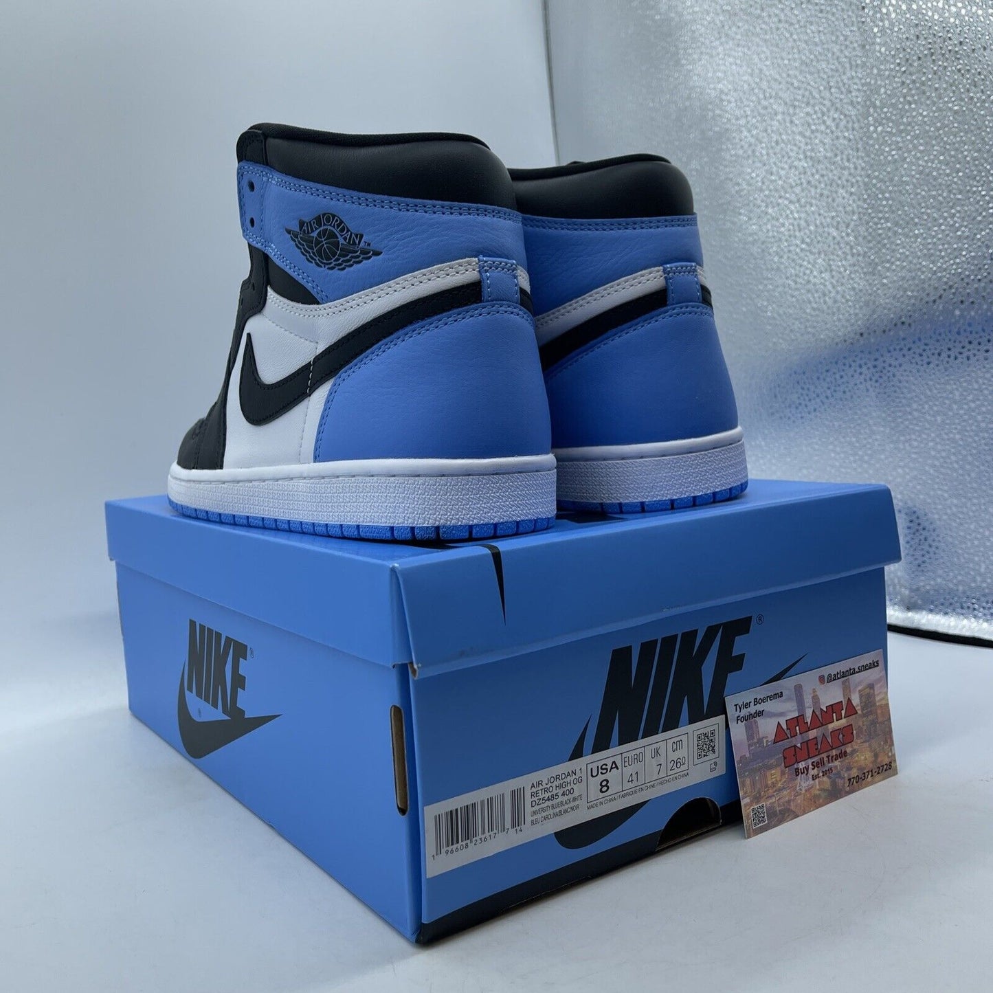 Size 8 - Jordan 1 Retro OG High UNC Toe Blue White Black Leather (DZ5485-400)