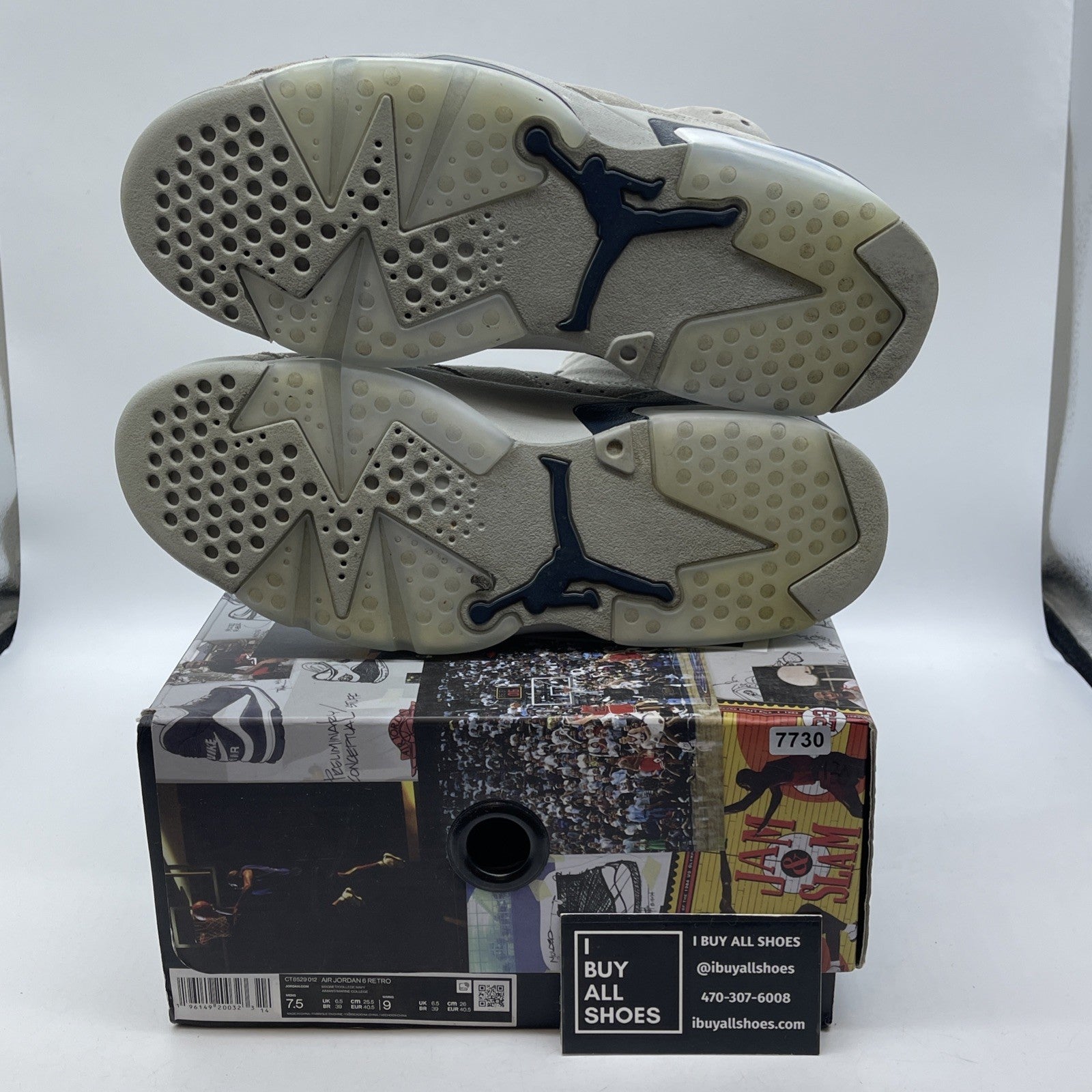 Size 7.5 - Jordan 6 Retro Mid Georgetown Grey Blue Suede (CT8529-012)
