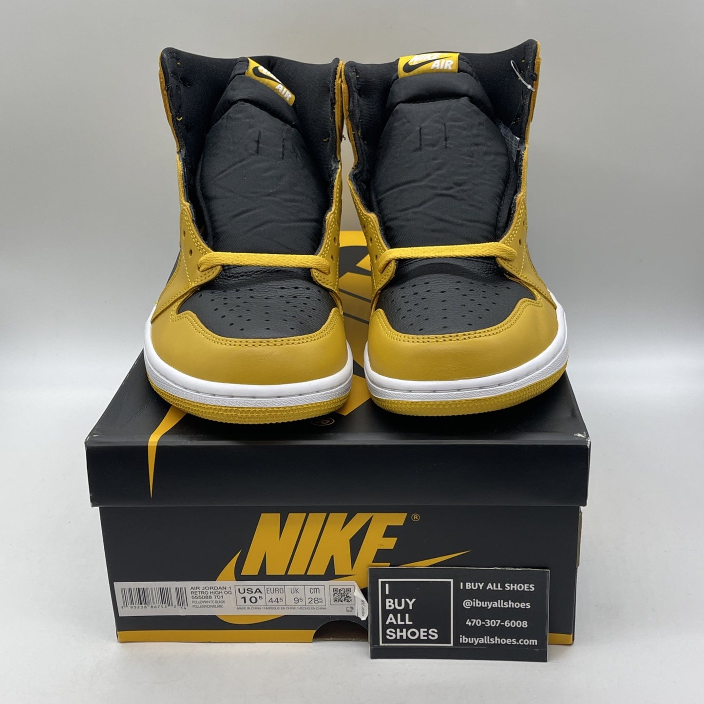 Size 10.5 - Air Jordan 1 Retro OG High Pollen Yellow Black Suede (555088-701)