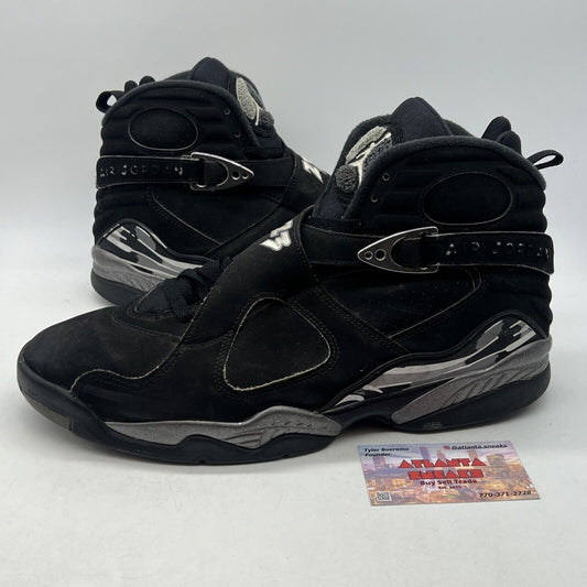 Size 13 - Air Jordan 8 Retro 2015 Chrome Black Suede Grey (305381-003)