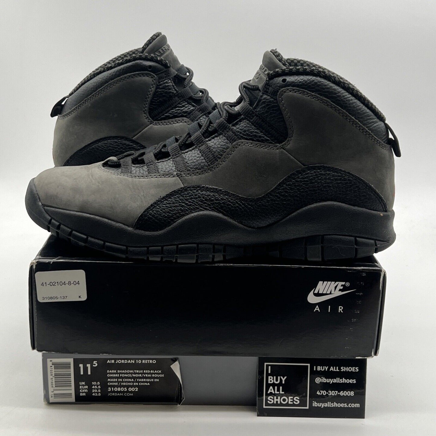 Size 11.5 - Air Jordan 10 Retro 2018 Shadow (310805-002)