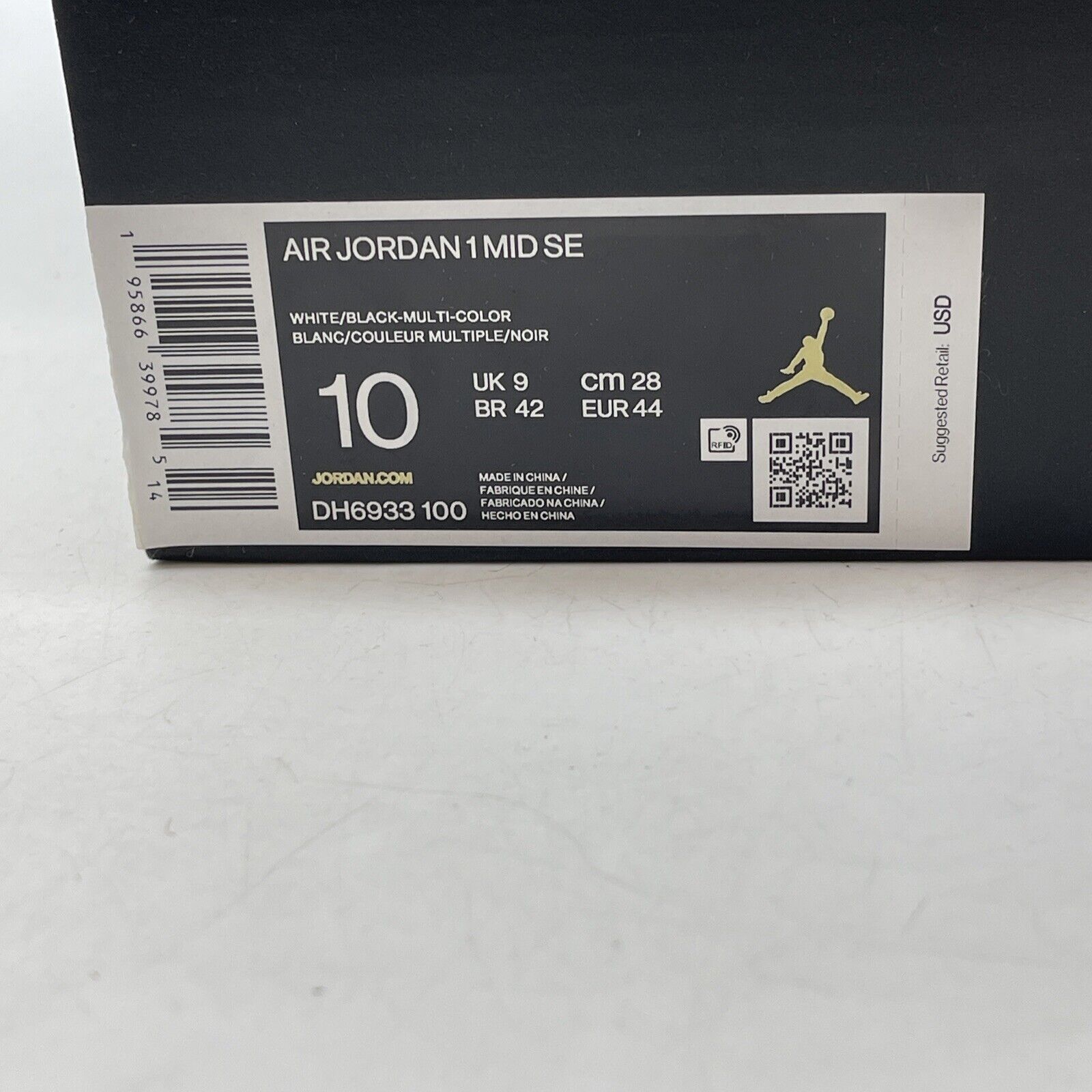 Size 10 - Jordan 1 Mid SE Diamond White Black Suede Leather (DH6933-100)