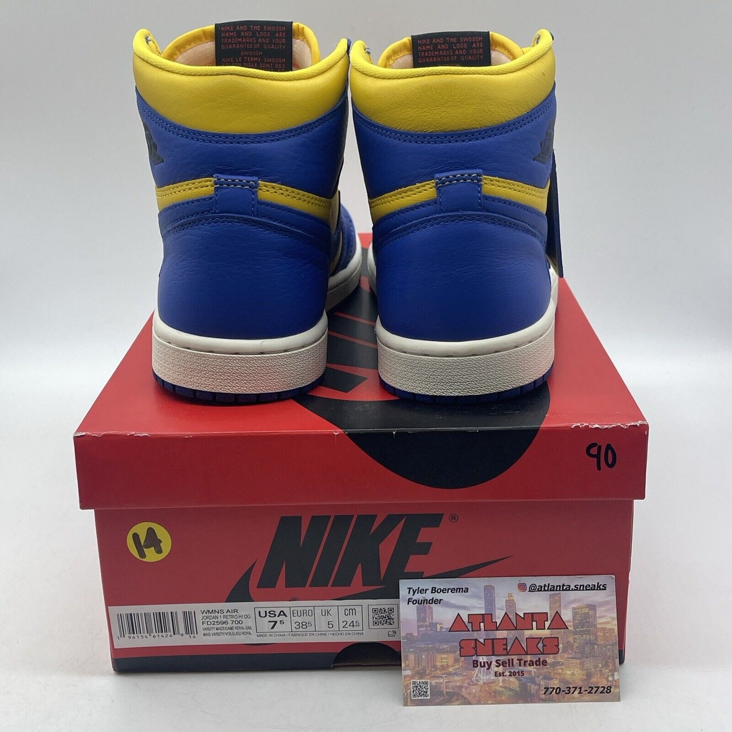 Size 7.5 - Air Jordan 1 Retro OG High Reverse Laney W White Yellow (FD2596-700)