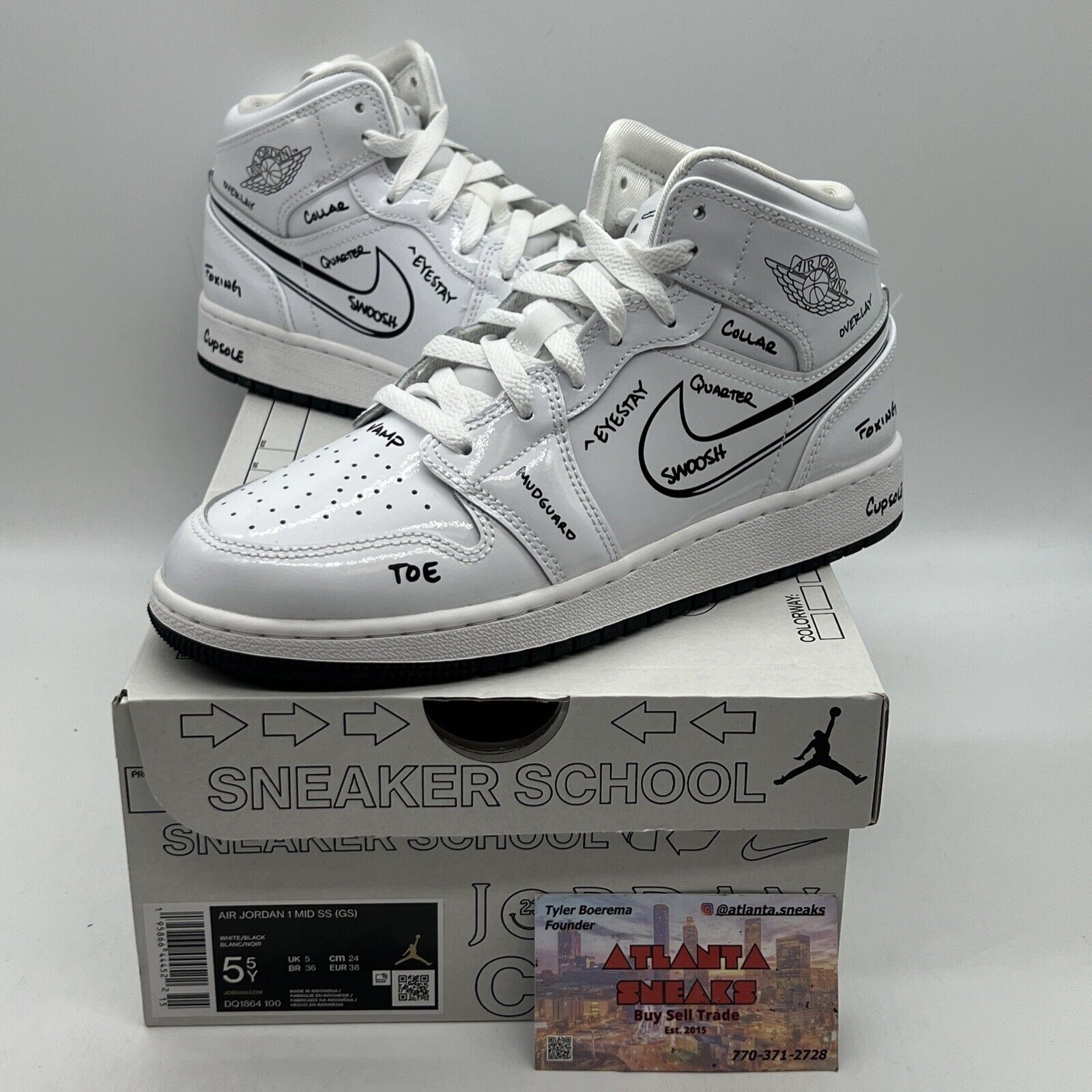 Nike Jordan 1 Mid Schematic White GS DQ1864-100 Mens Size 5.5Y Brand New Og All