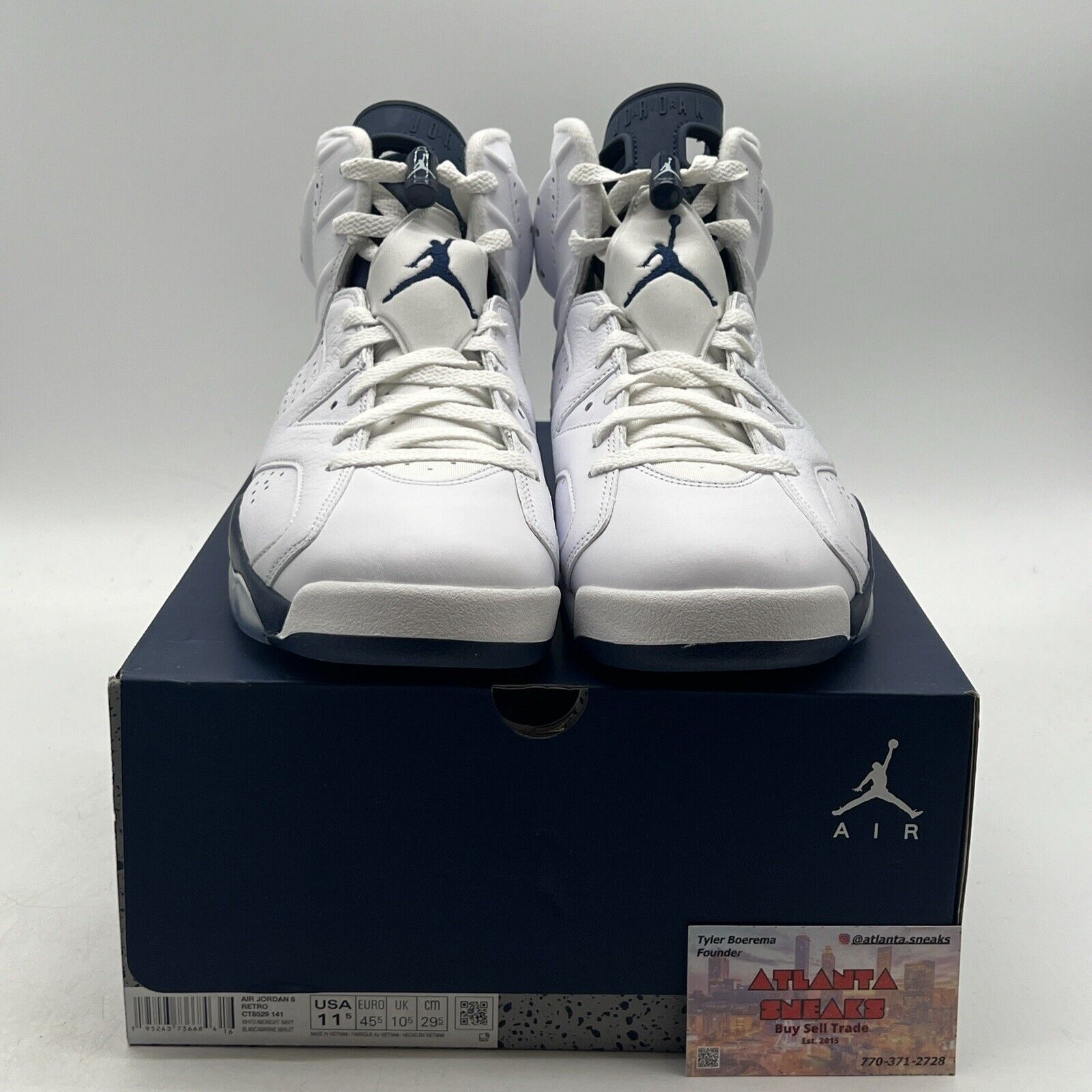 Size 11.5 - Jordan 6 Retro Midnight Navy White Leather (CT8529-141)