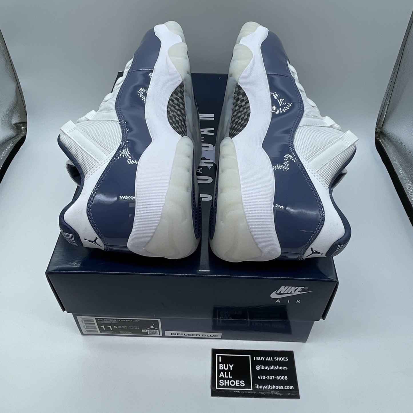 Size 11.5 - Air Jordan 11 Retro Low Diffused Blue White Leather (FV5104-104)