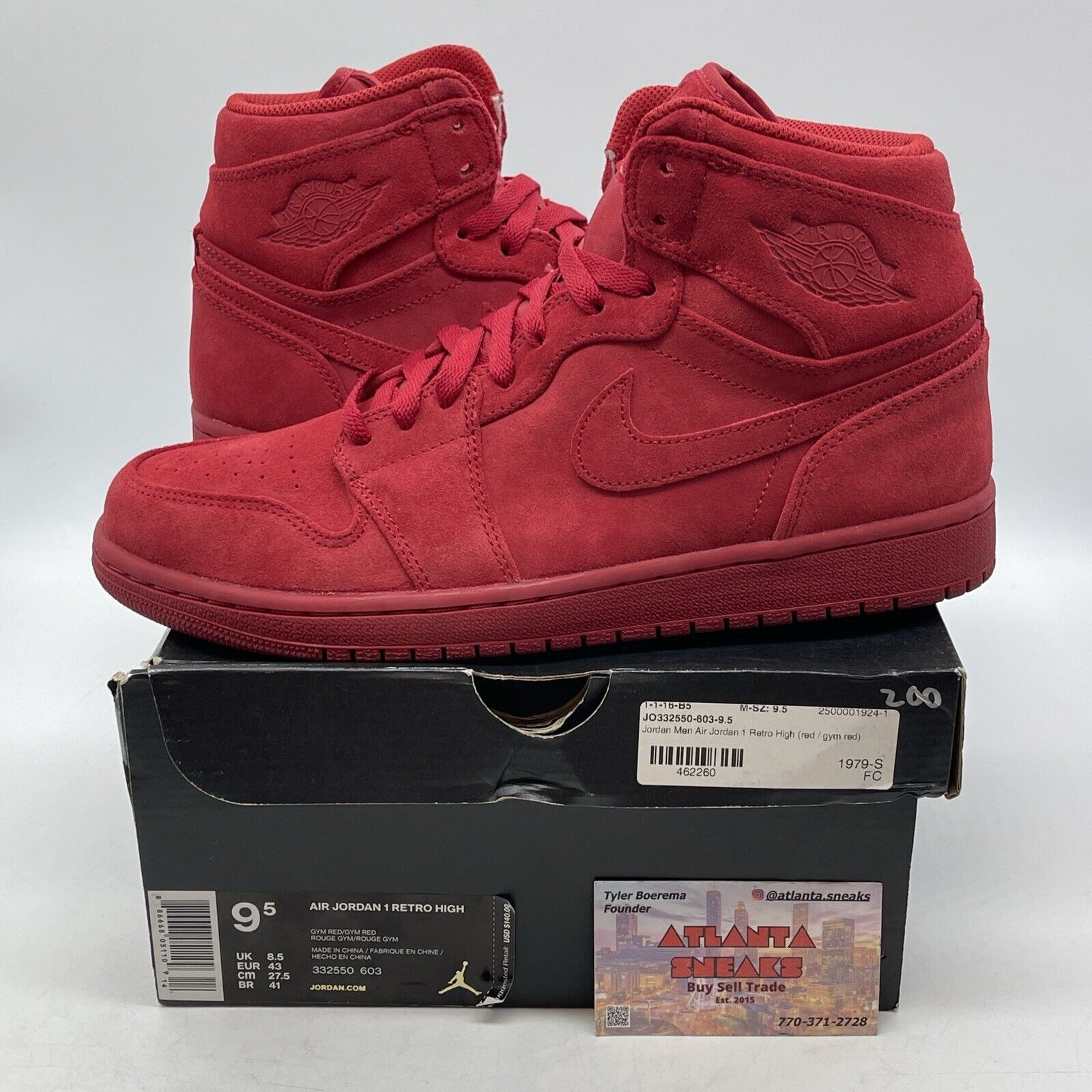 Size 9.5 - Air Jordan 1 Retro High Red Suede (332550-603)