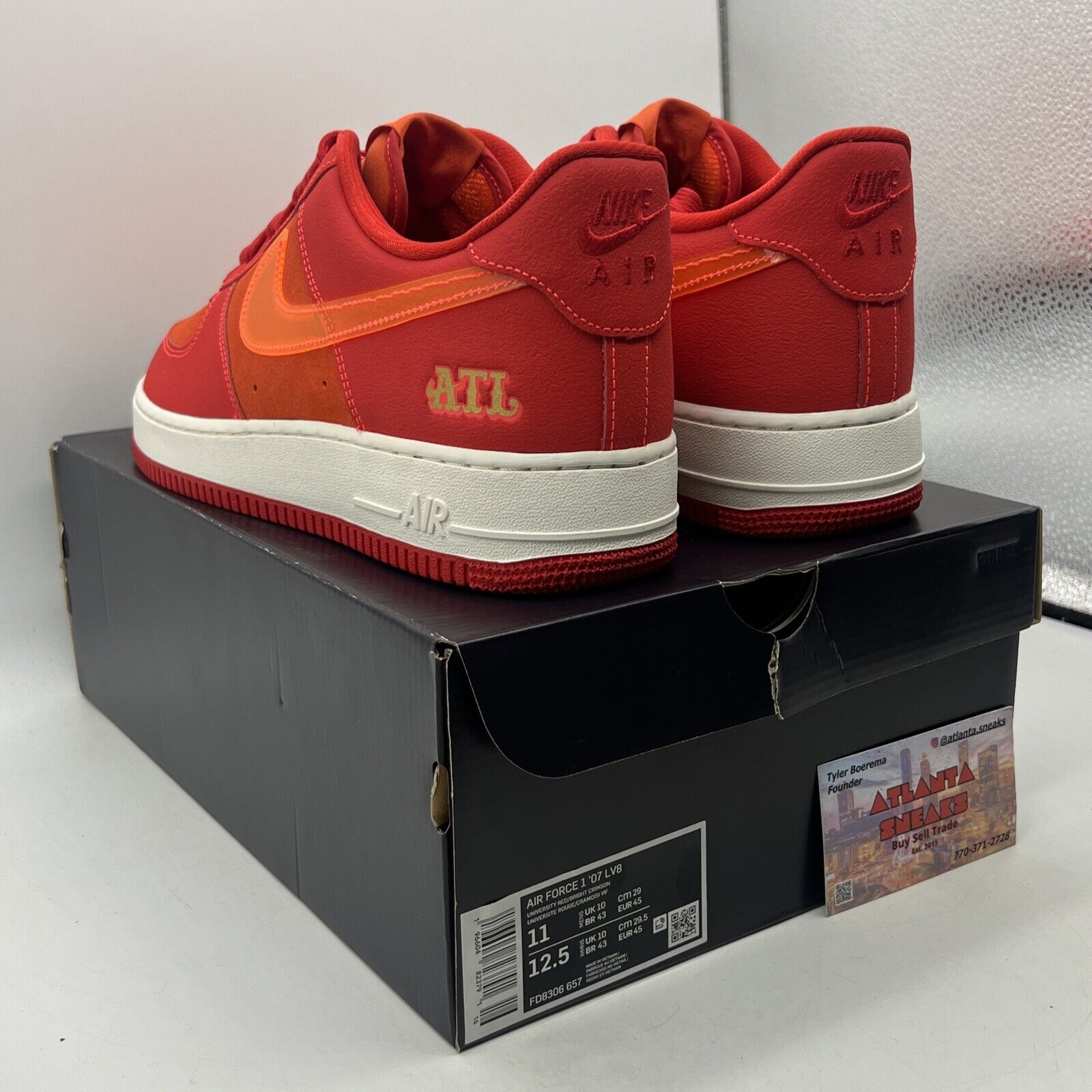 Size 11 - Nike Air Force 1 '07 ATL Red Orange Suede White  (FD8306-657)