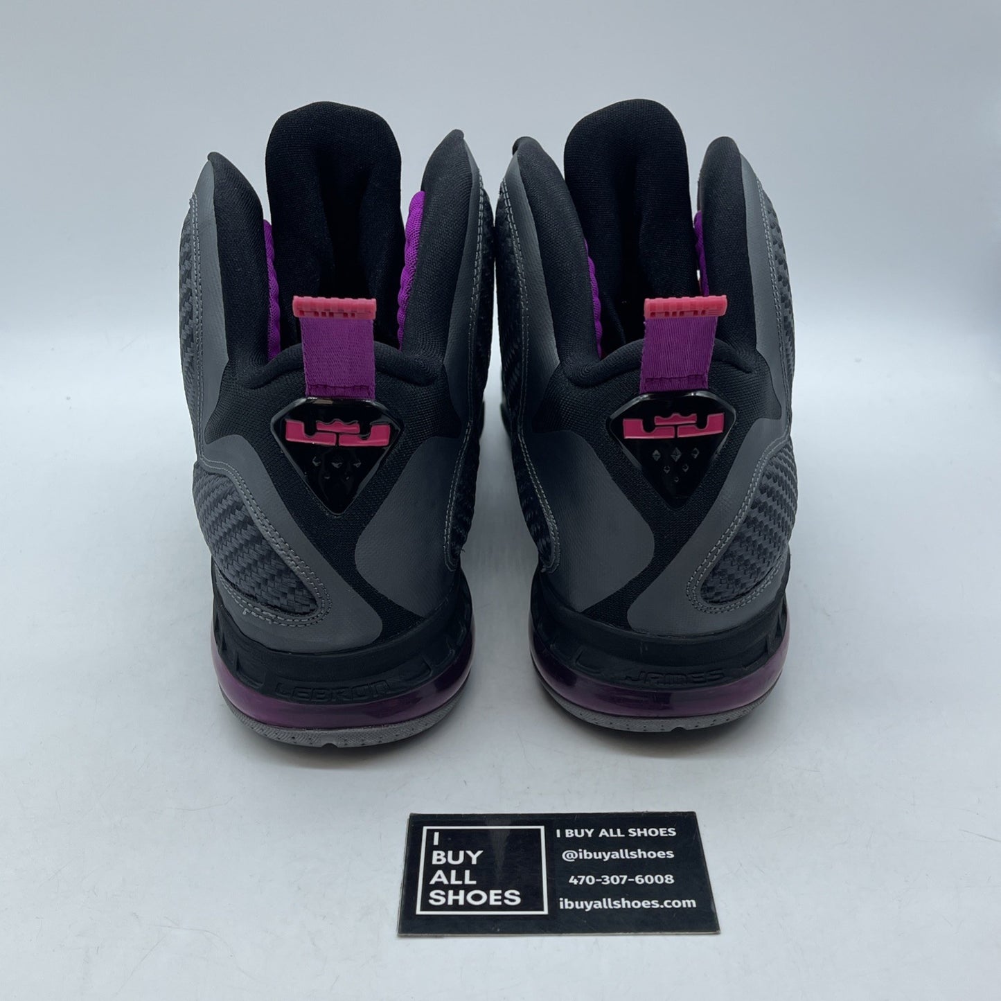 Size 13 - Nike LeBron 9 Miami Nights Grey Purple Black Leather (469764-002)