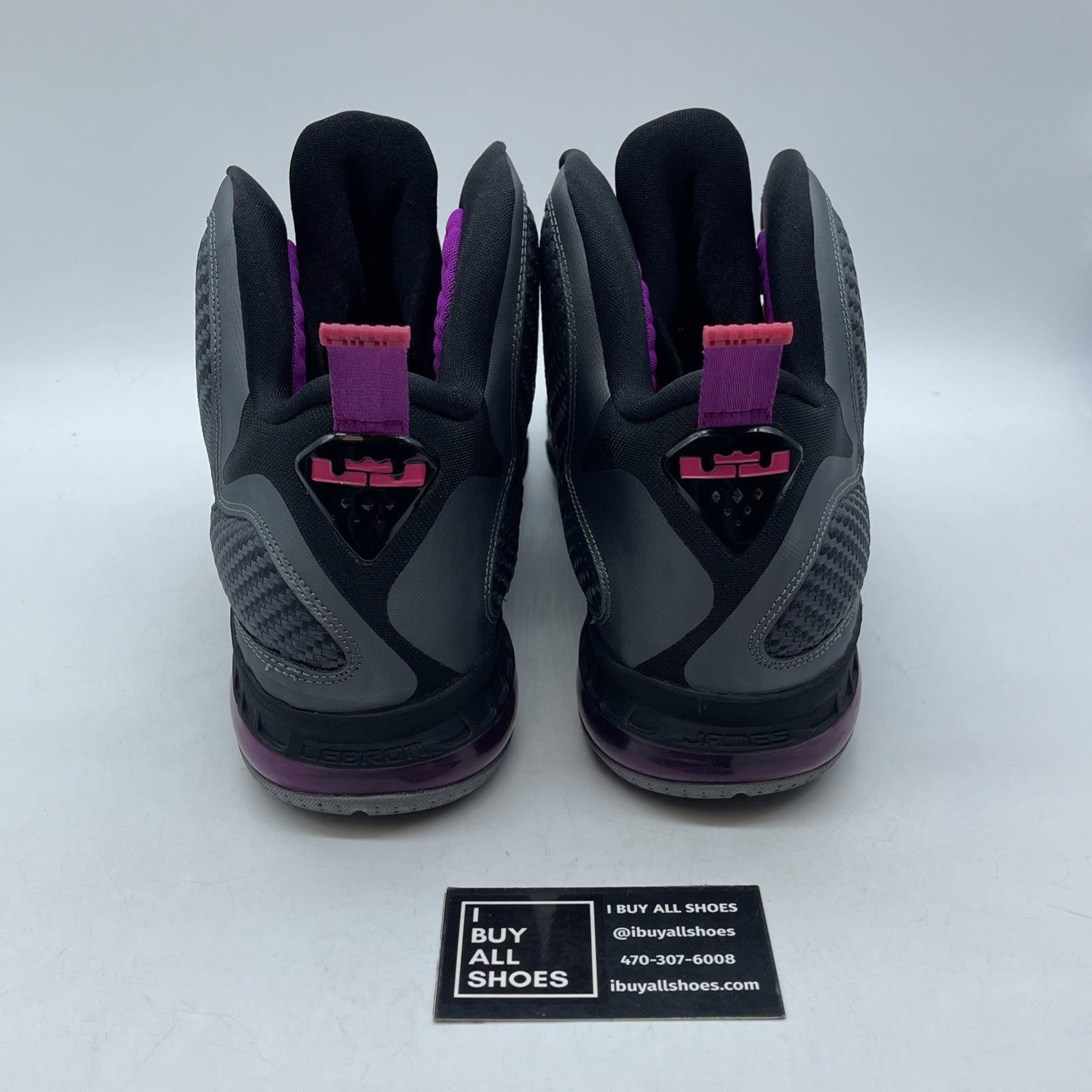 Size 13 - Nike LeBron 9 Miami Nights Grey Purple Black Leather (469764-002)