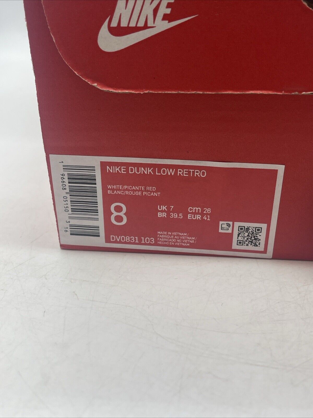 Size 8 - Nike Dunk Low Picante Red White Leather (DV0831-103)