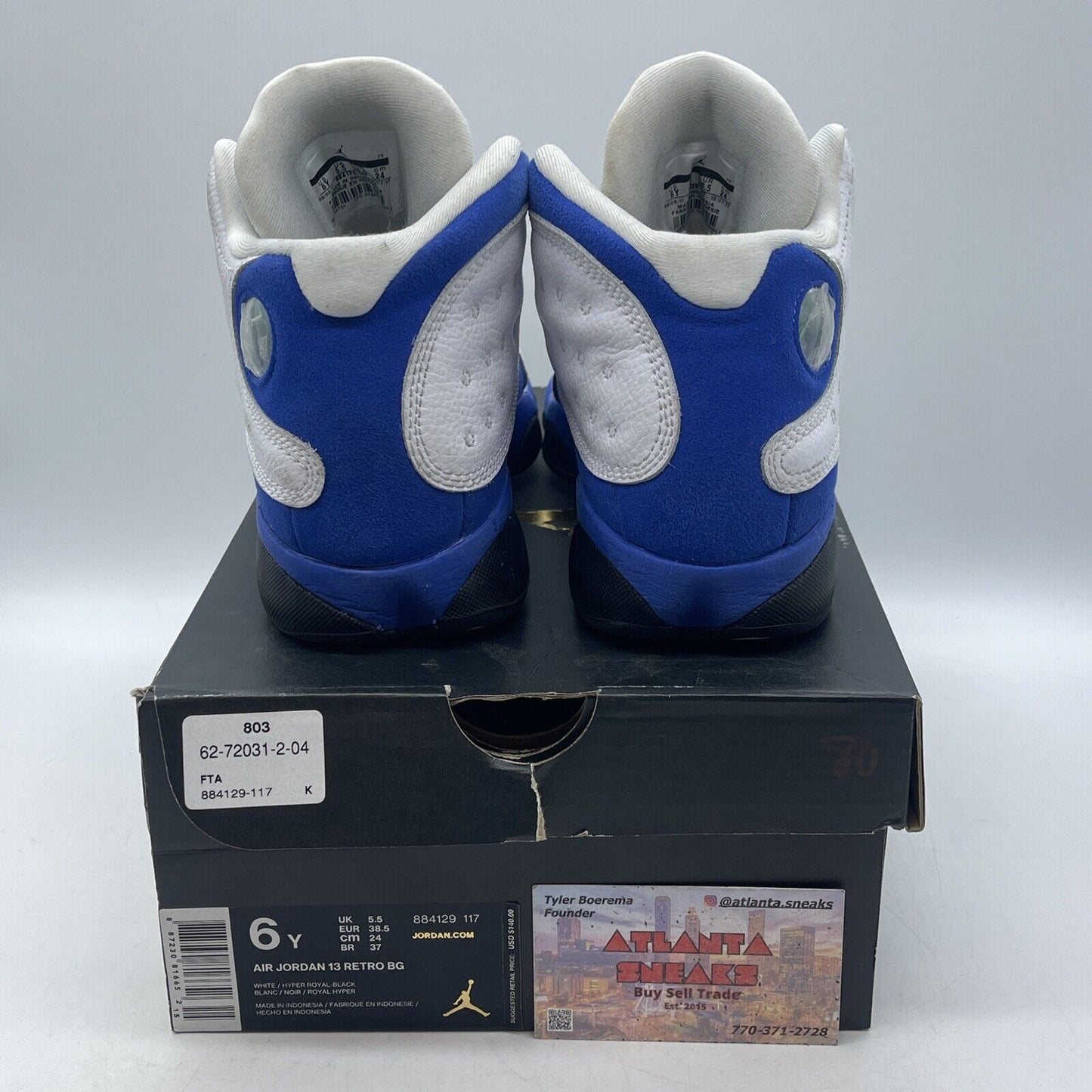 Size 6Y (GS) - Jordan 13 Retro Hyper Royal Blue Suede White Leather (884129-117)