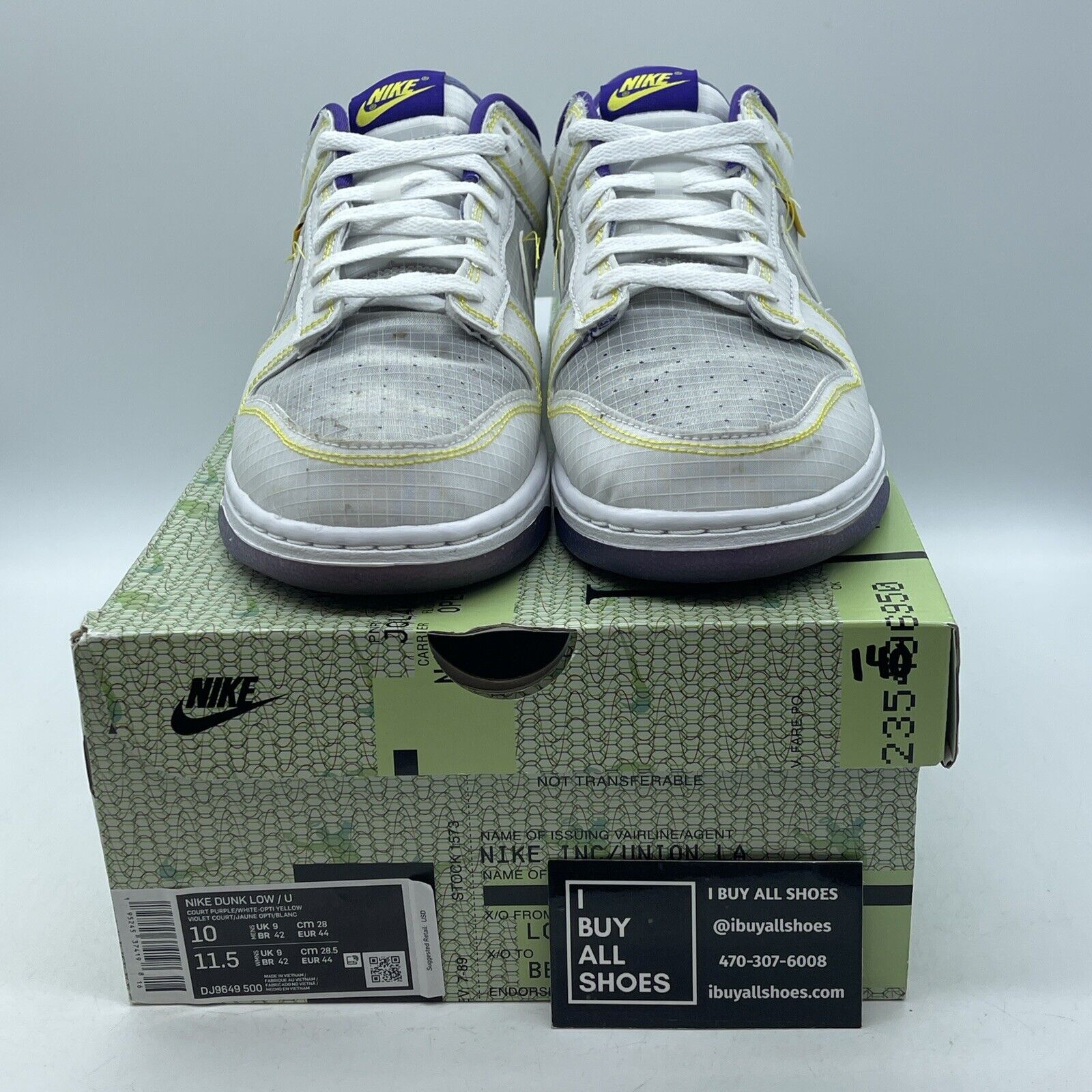 Size 10 - Nike Union LA x Dunk Low Passport Pack - Court Purple (DJ9649-500)