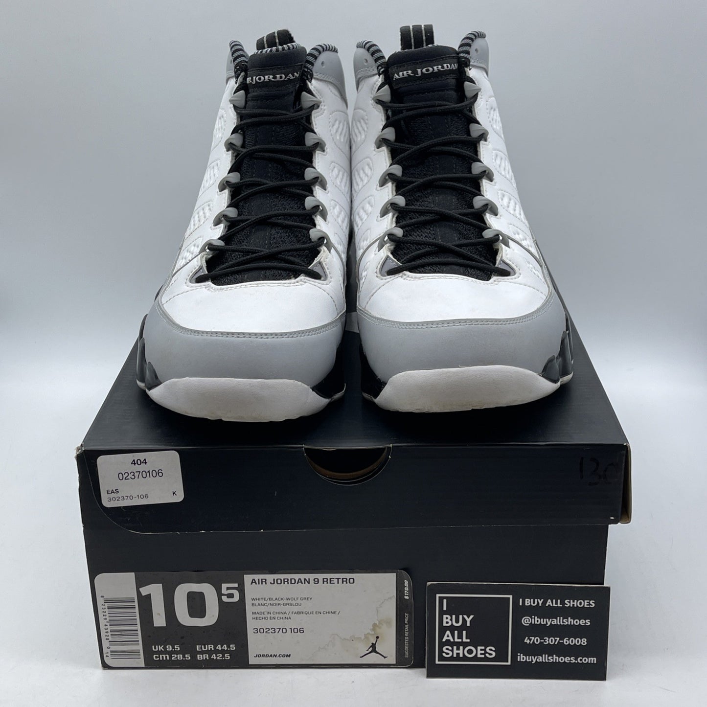 Size 10.5 - Air Jordan 9 Retro Barons Grey Black Suede Leather (302370-106)
