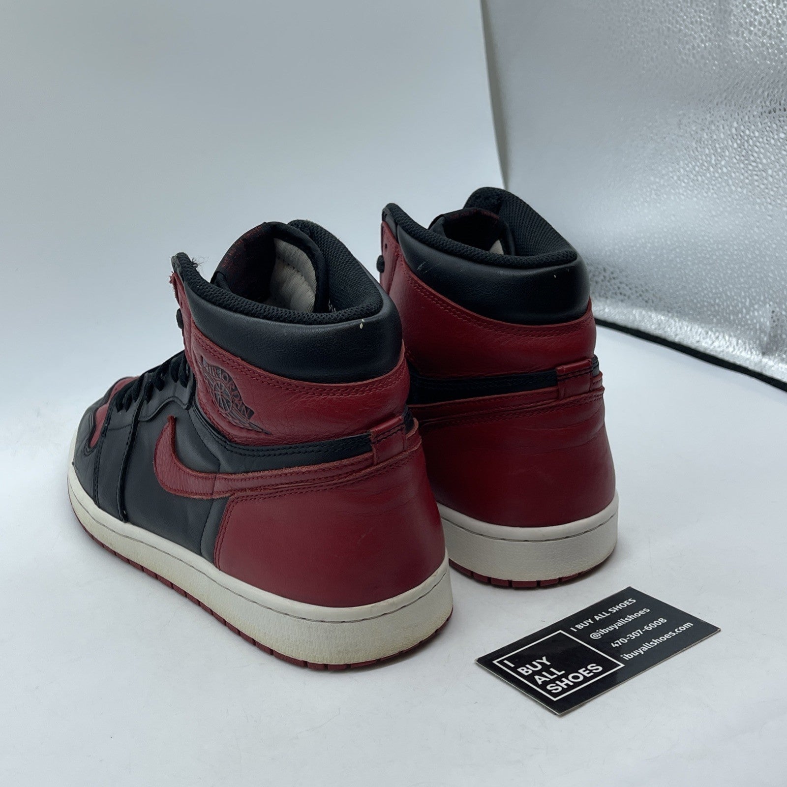 Size 12 - Jordan 1 Retro OG High Banned, Bred Black Red Leather (555088-001)