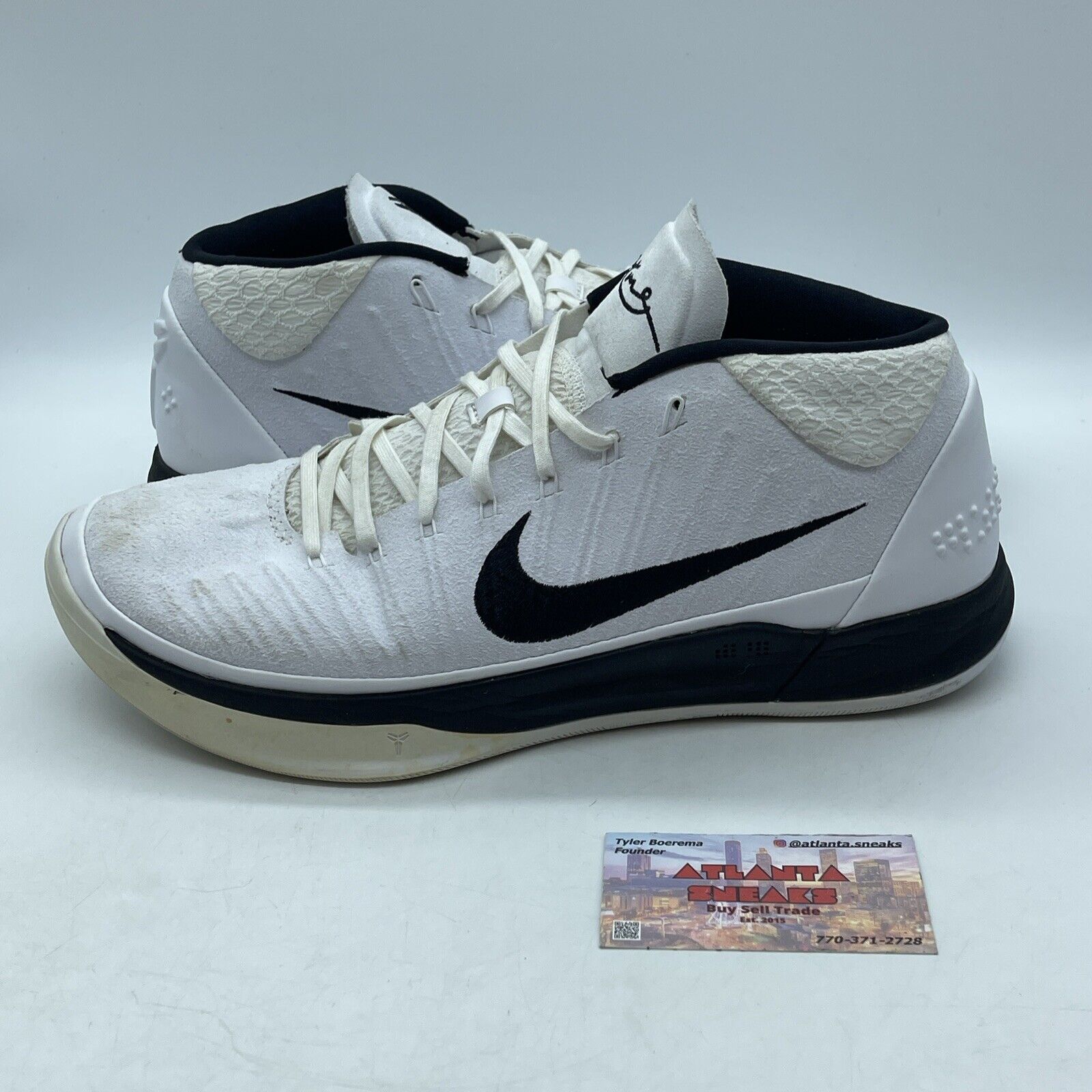 Size 12.5 - Nike Kobe A.D. Mid White black Suede (942521-101)