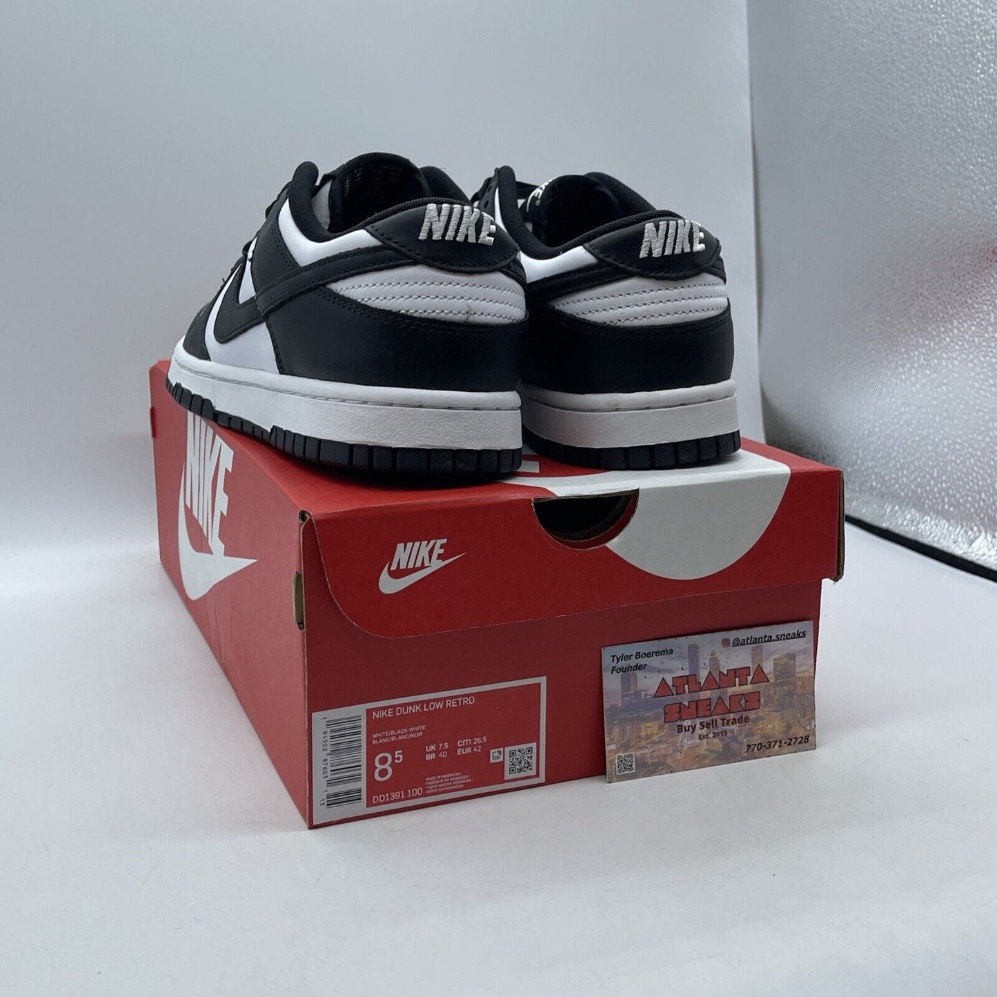 Size 8.5 - Nike Dunk Low Black White Leather (DD1391-100)