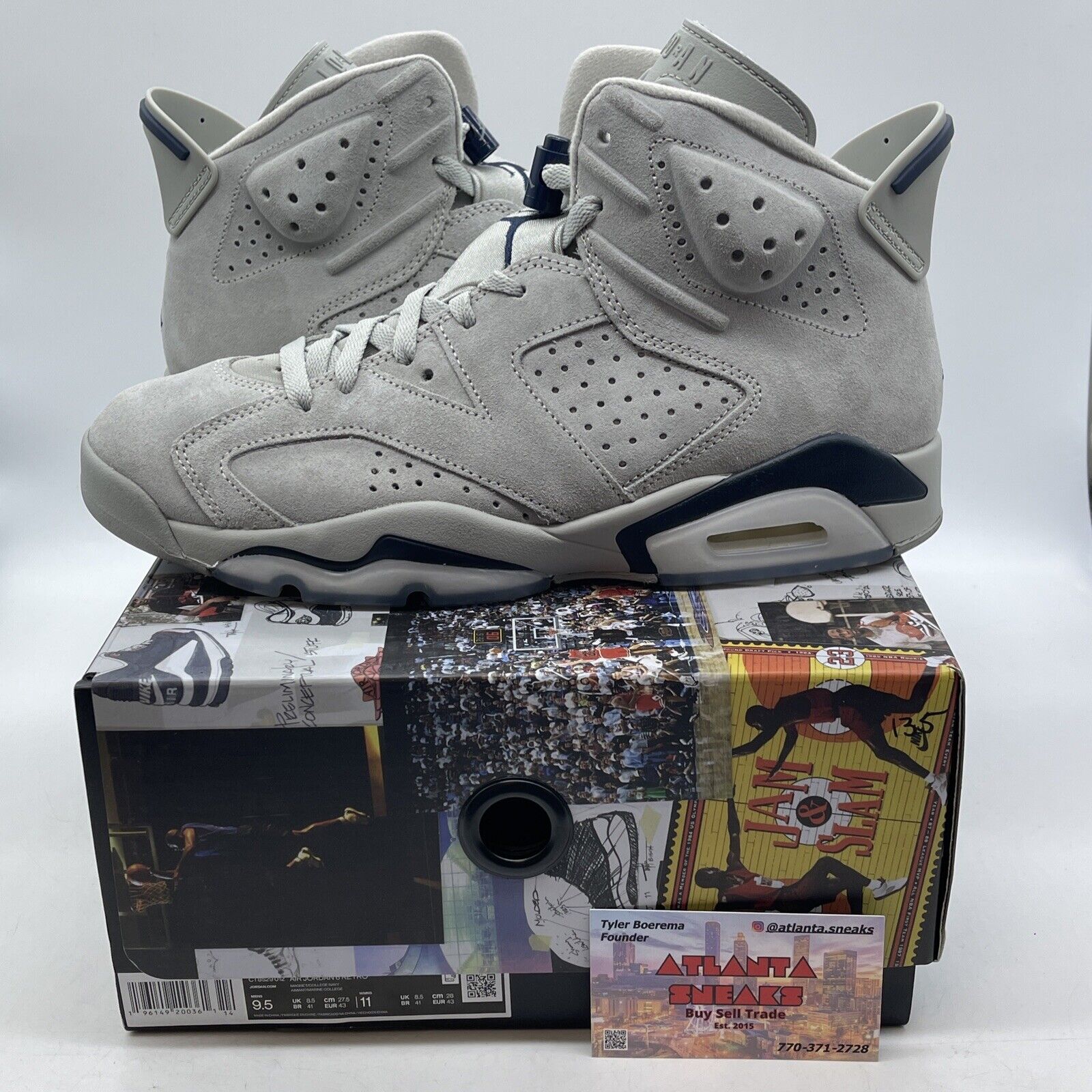 Size 9.5 - Jordan 6 Retro Mid Georgetown Grey Navy Blue White (CT8529-012)